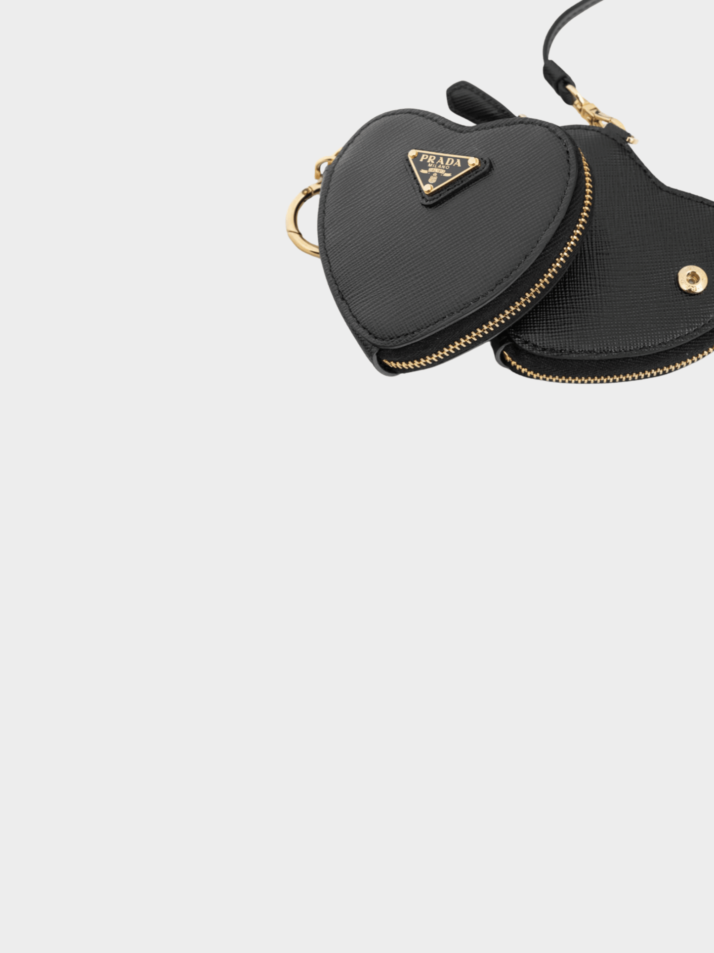Prada 2022 Nero Saffiano Leather Mini Heart Pouch