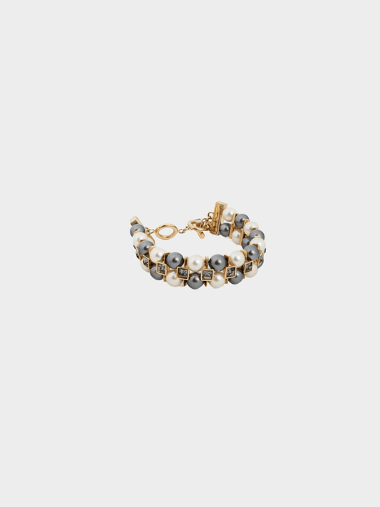 Louis Vuitton 2012 Cry me a River Grey and Ivory Faux-Pearl Crystal Bracelet