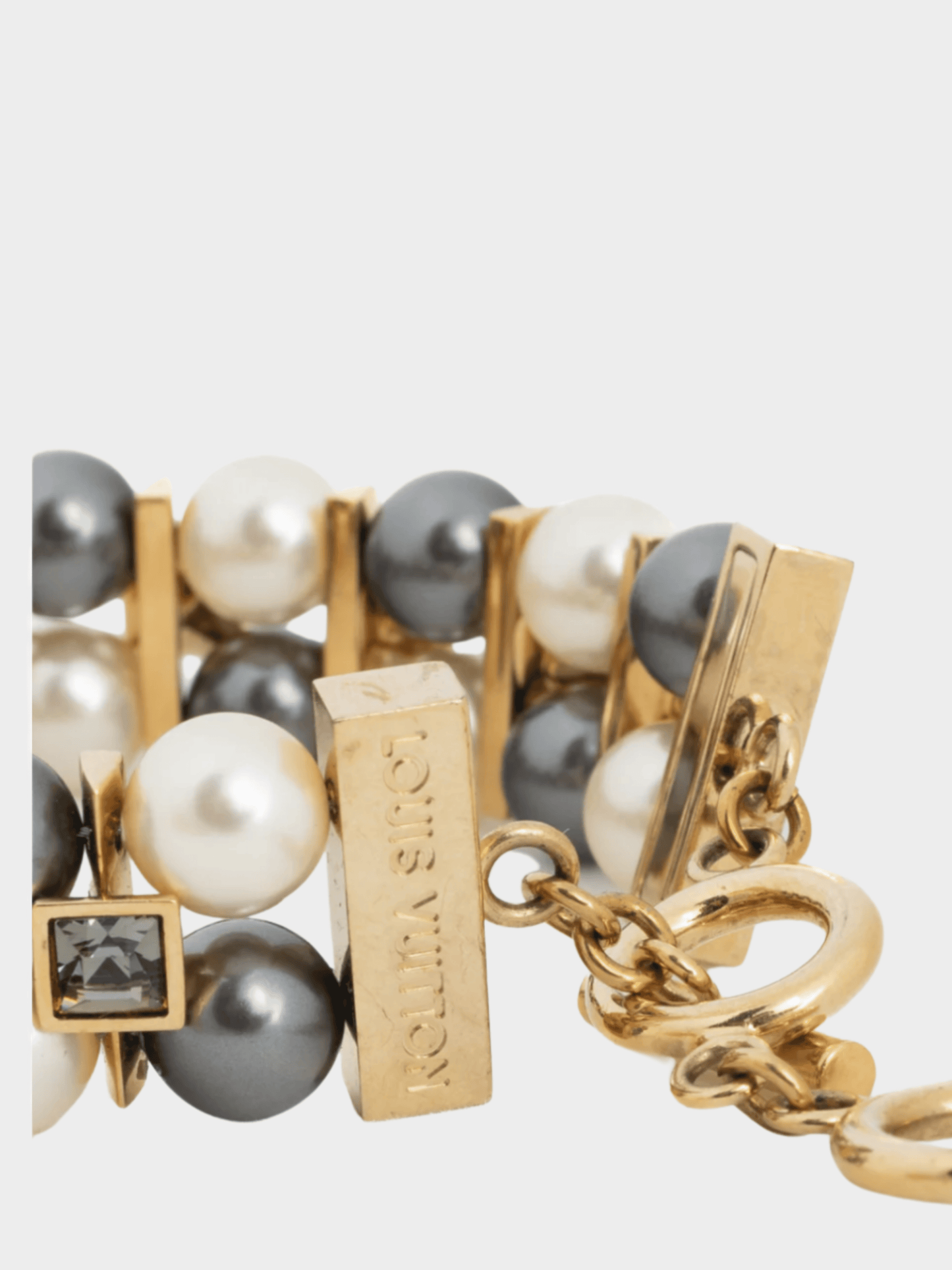 Louis Vuitton 2012 Cry me a River Grey and Ivory Faux-Pearl Crystal Bracelet