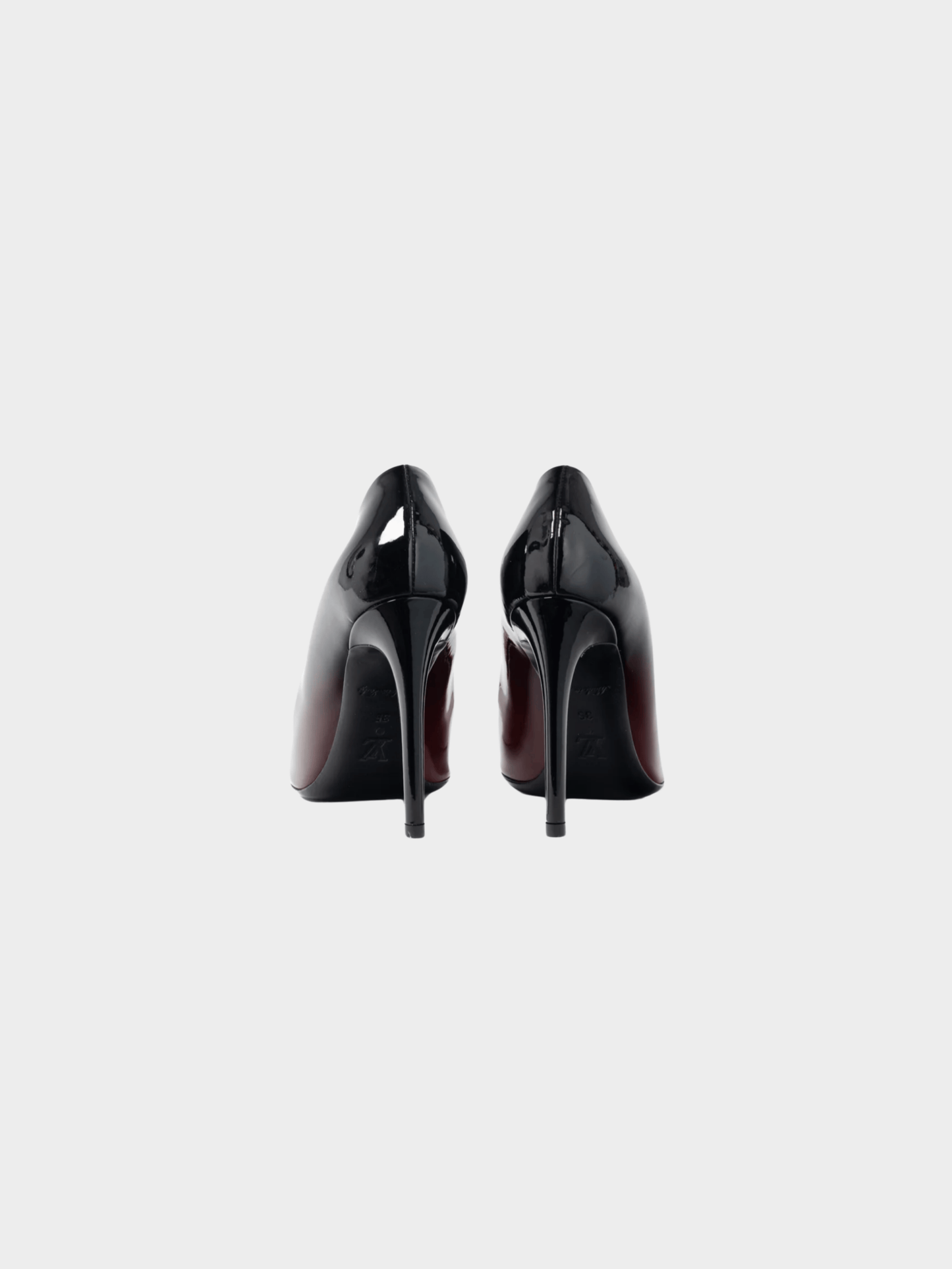 Louis Vuitton 2014 Gossip Red and Black Ombre Patent Leather Cube Heels