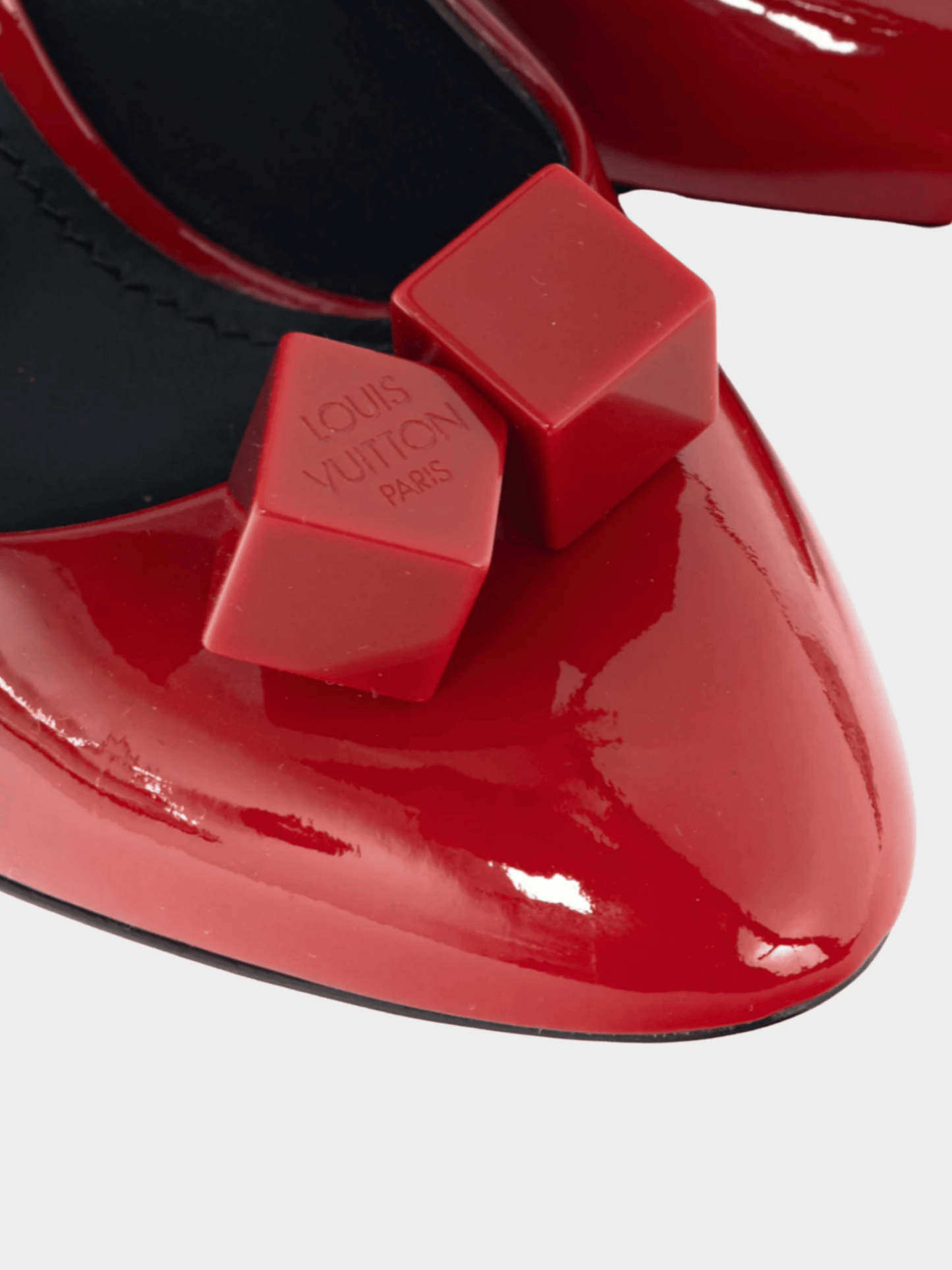 Louis Vuitton 2014 Gossip Red and Black Ombre Patent Leather Cube Heels
