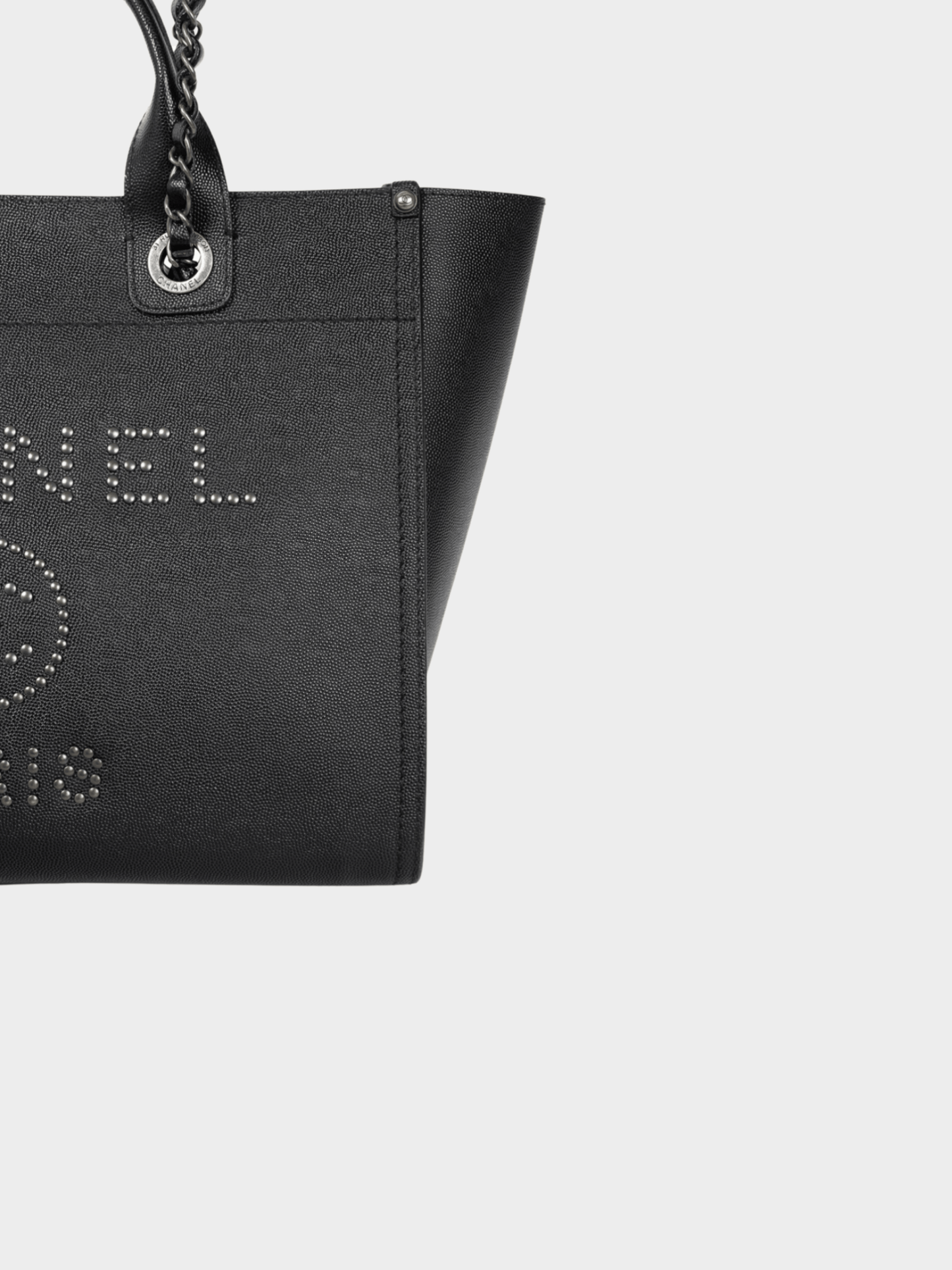 Chanel 2000s Small Deauville Black Caviar Studded Tote