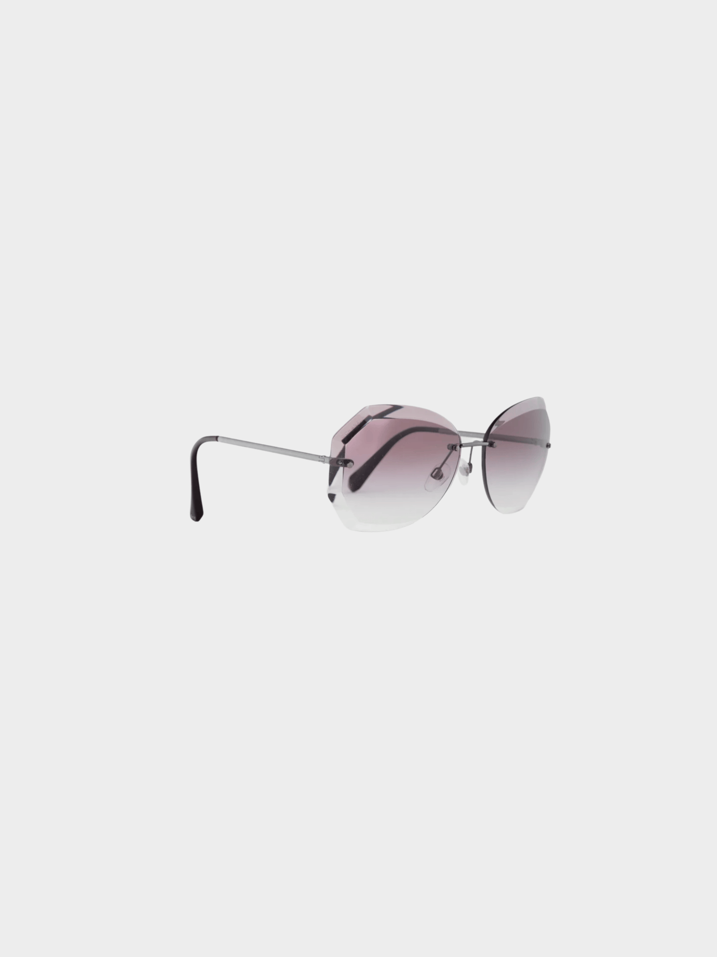 Chanel 2010s 4220 Eggplant and Silver-Tone Faceted Rimless Sunglasses