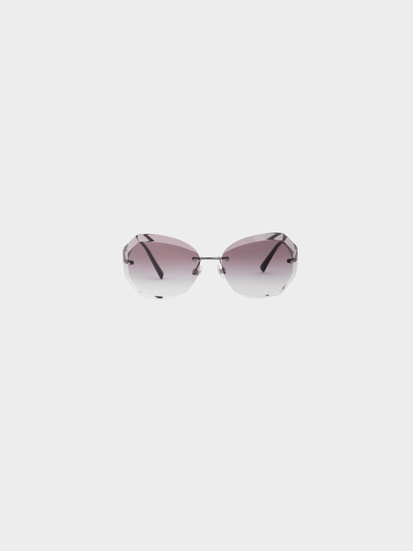 Chanel 2010s 4220 Eggplant and Silver-Tone Faceted Rimless Sunglasses