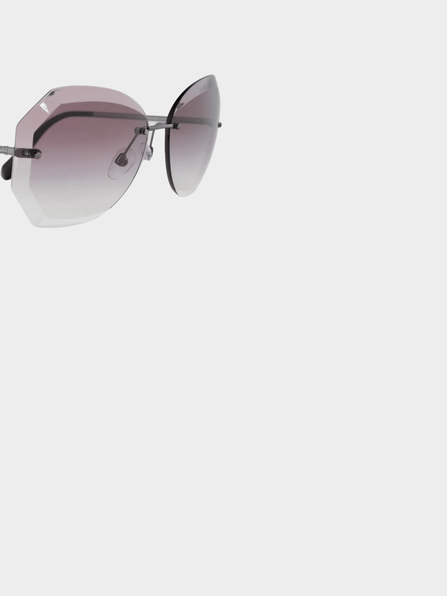 Chanel 2010s 4220 Eggplant and Silver-Tone Faceted Rimless Sunglasses