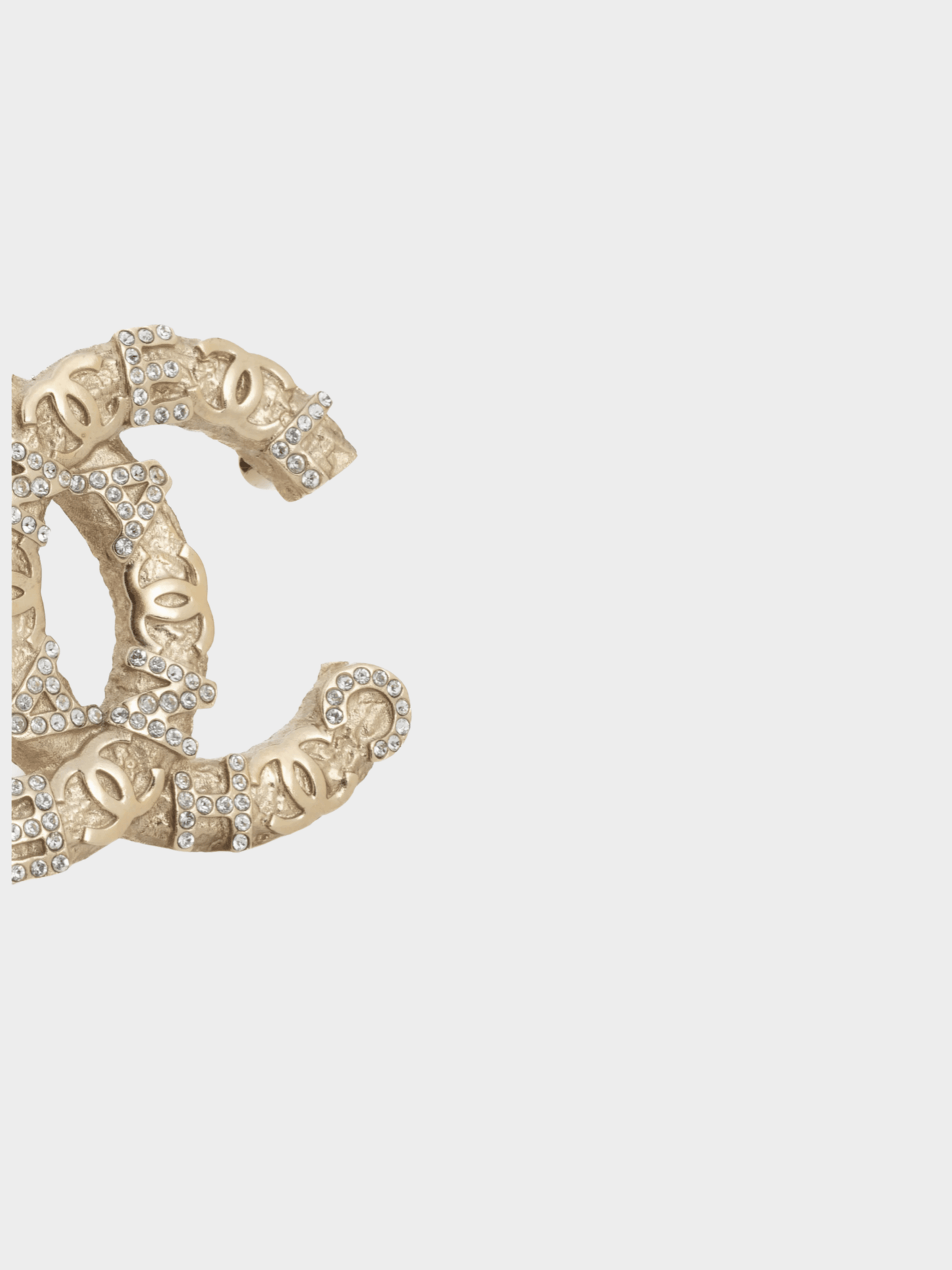 Chanel SS 2021 Gold-Tone Crystal-Embellished CC-Logo Brooch