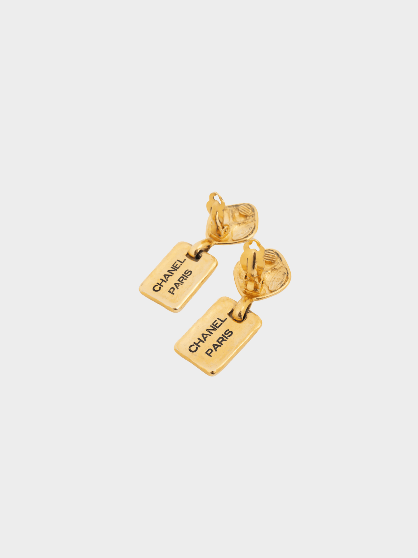 Chanel 1990s 24k-Gold Plated Quilted Clip-On Drop Earrings