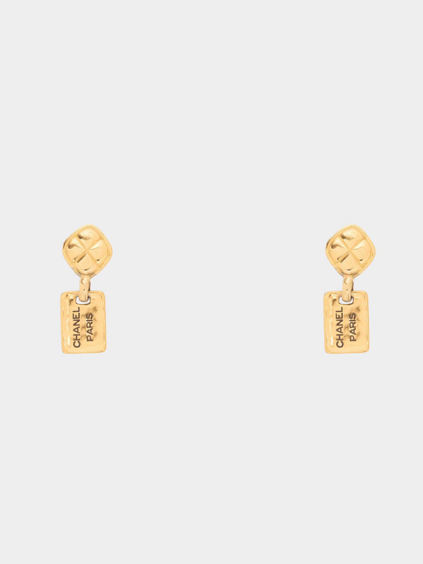 Chanel 1990s 24k-Gold Plated Quilted Clip-On Drop Earrings