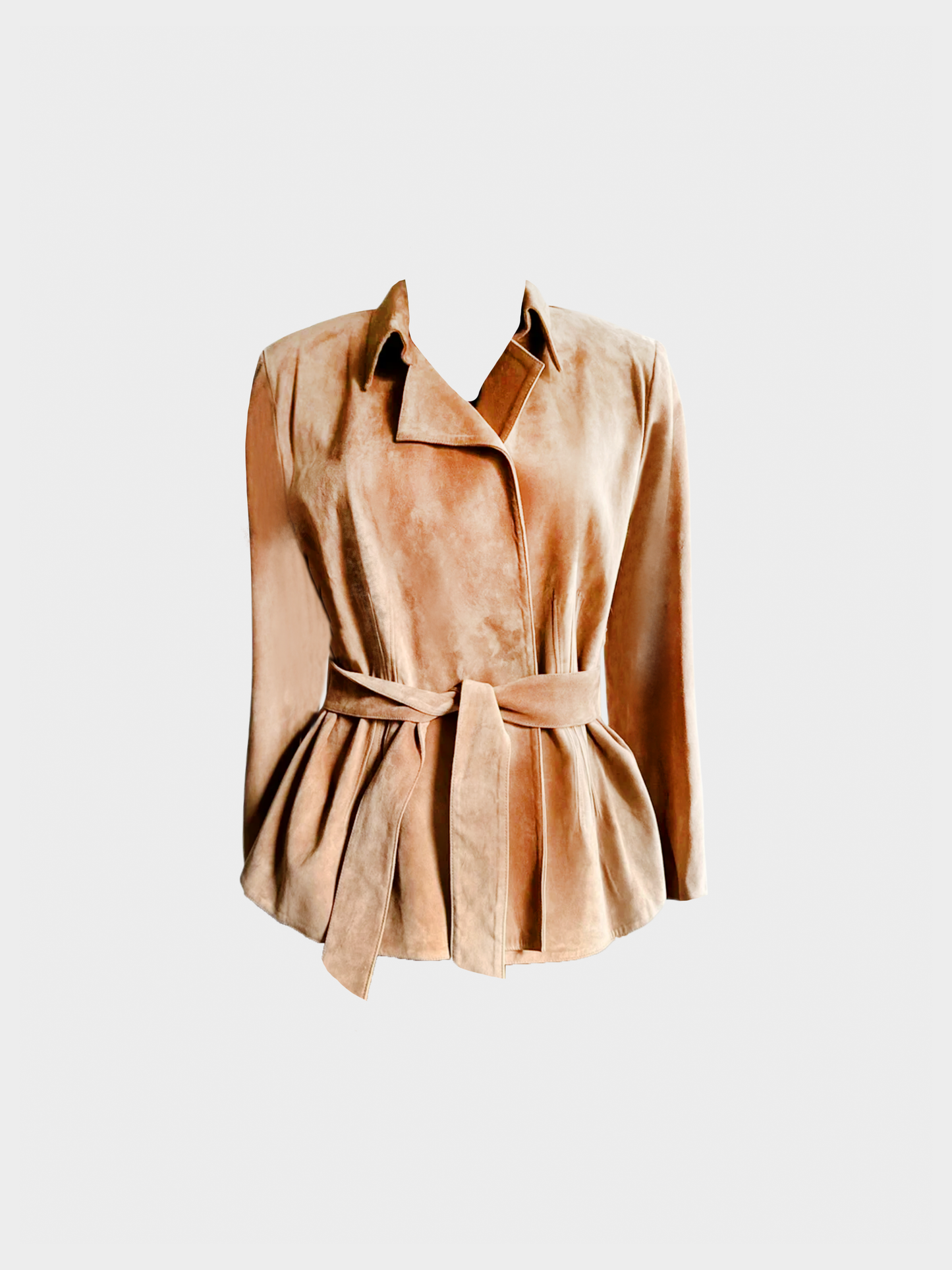 Gucci 2000s Tan Suede Belted Jacket