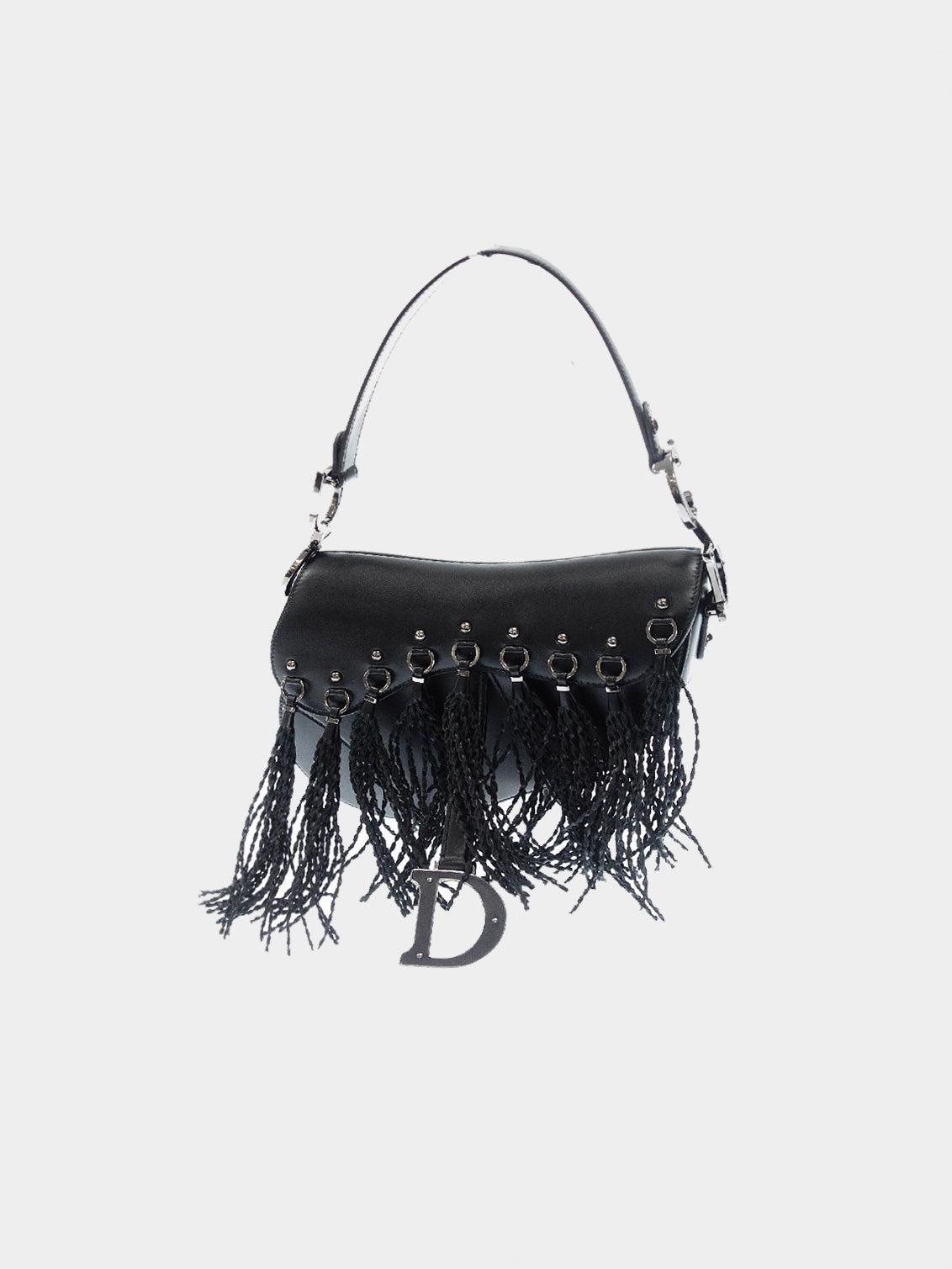 Christian Dior 2020s Limited Black Fringe Small Saddle Bag