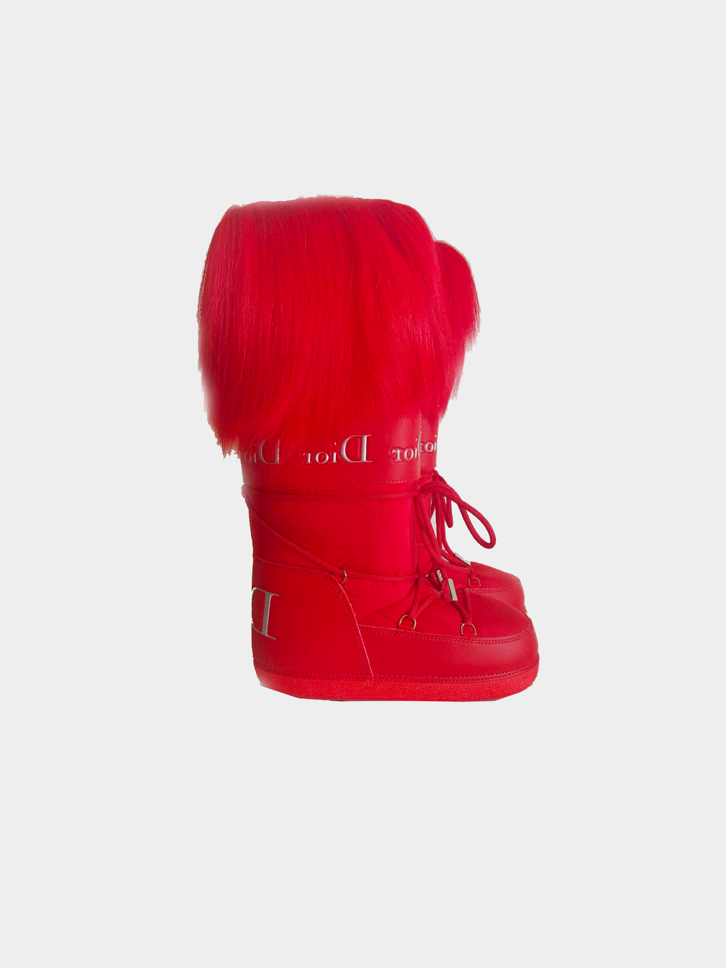 Christian Dior Red 2000s Rare Fur Moon Boots