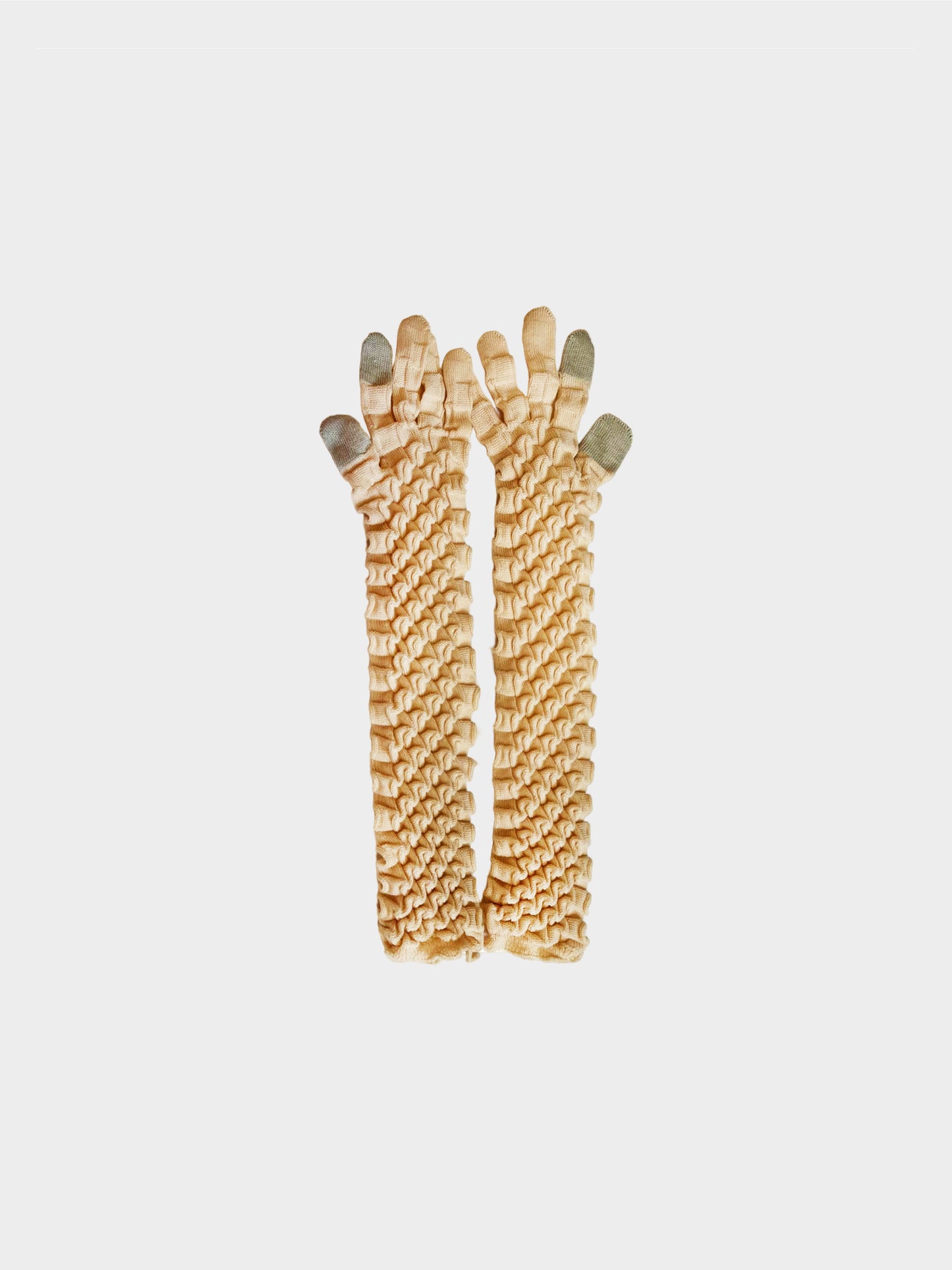 Issey Miyake 2020s Beige Shell Knit Wool Gloves