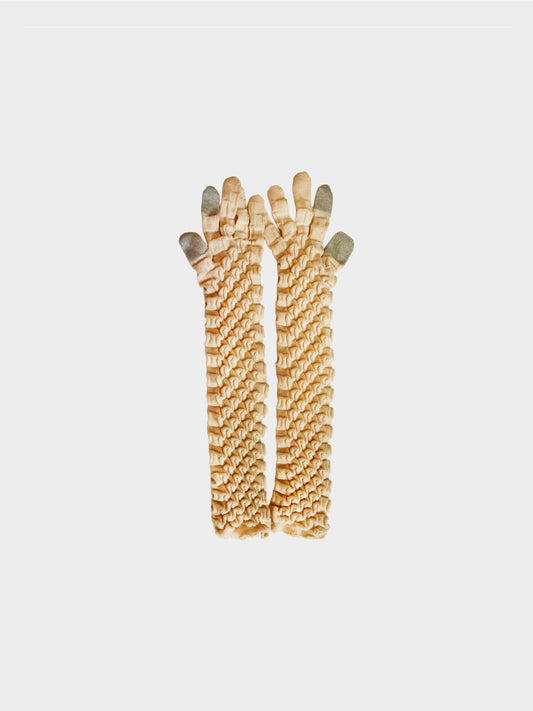 Issey Miyake 2020s Beige Shell Knit Wool Gloves