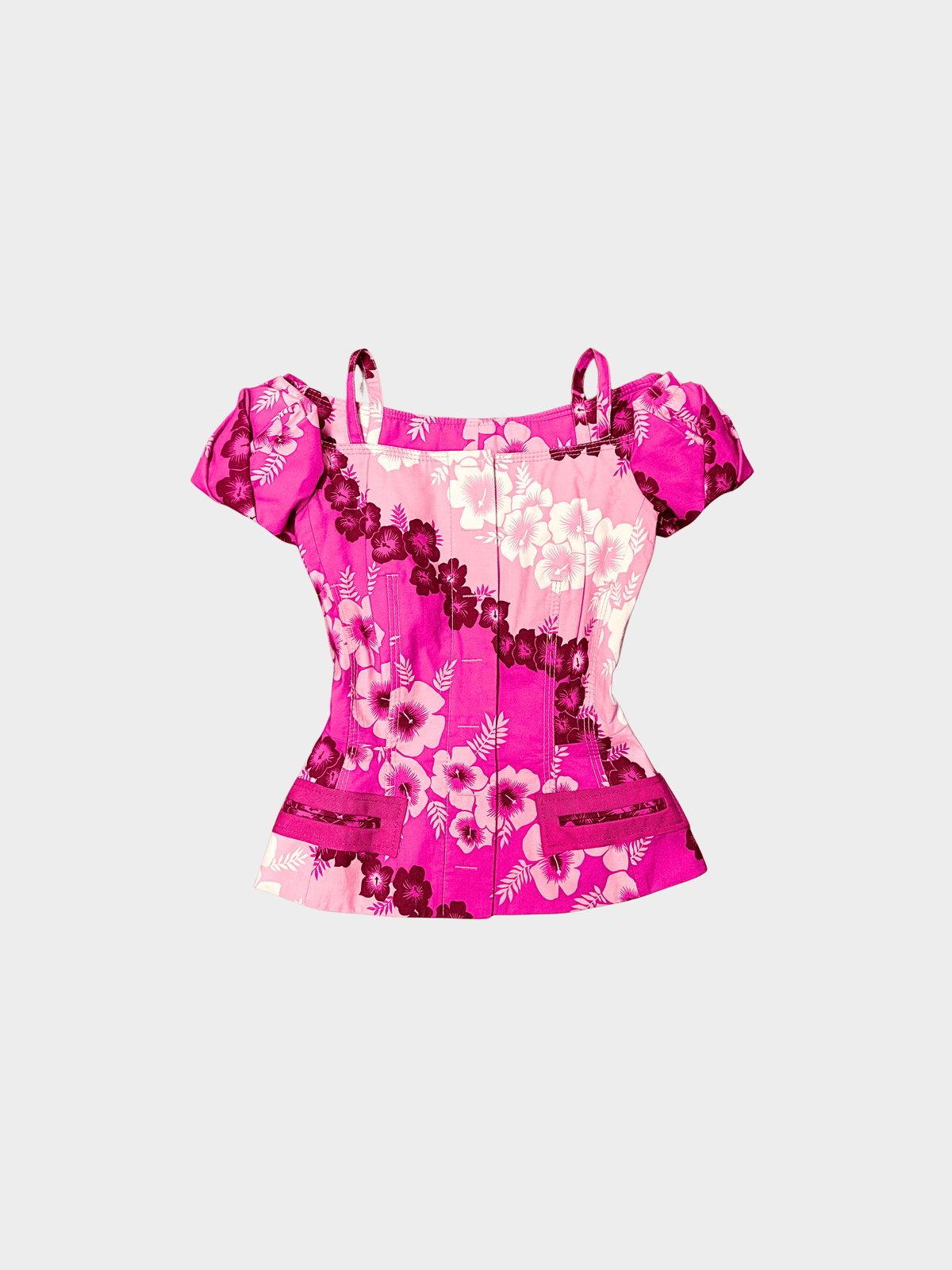 Christian Dior 2000s Pink Hibiscus Floral Top