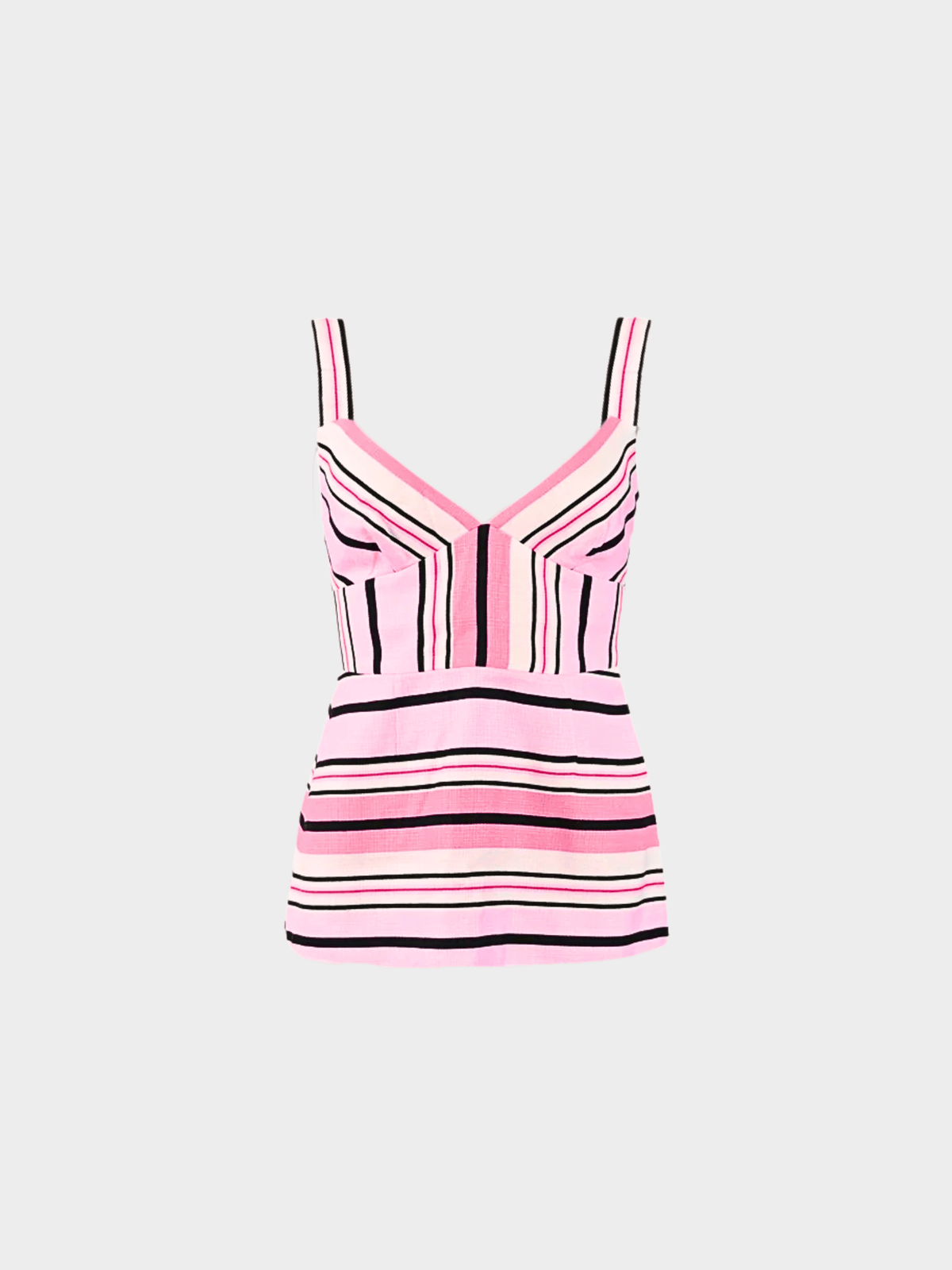 Valentino 2000s Pink Striped Cami V-Neck Top