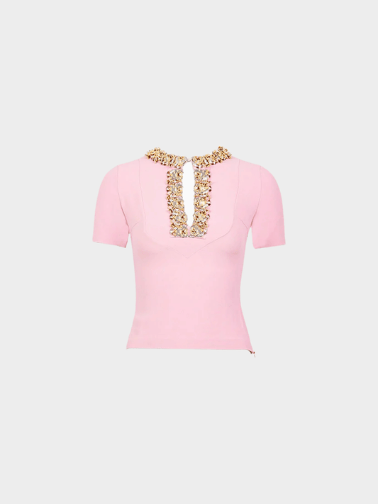 Miu Miu SS 2004 Embellished Pink Top