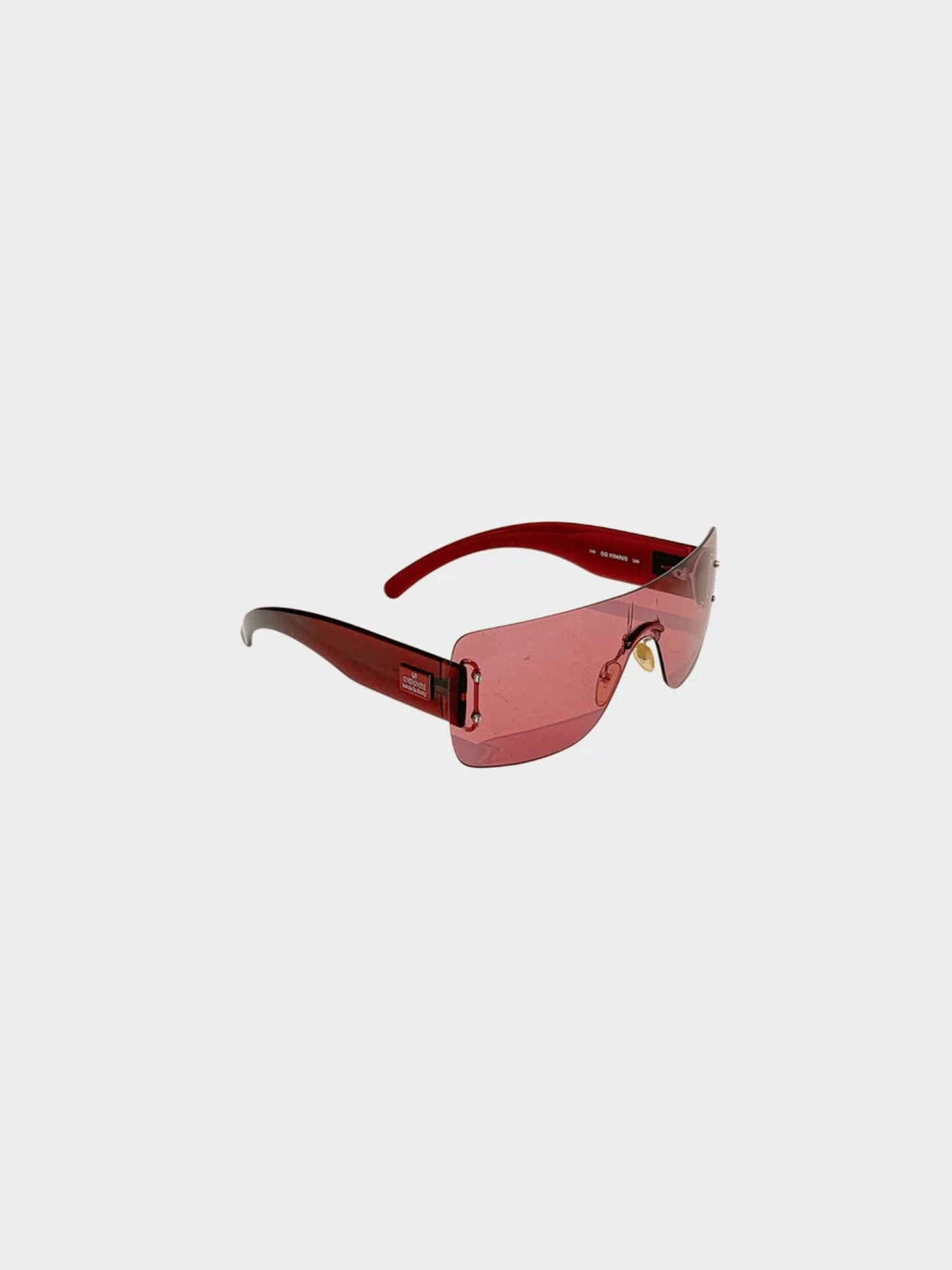 Gucci 2000s Pink Rimless Shield Sunglasses
