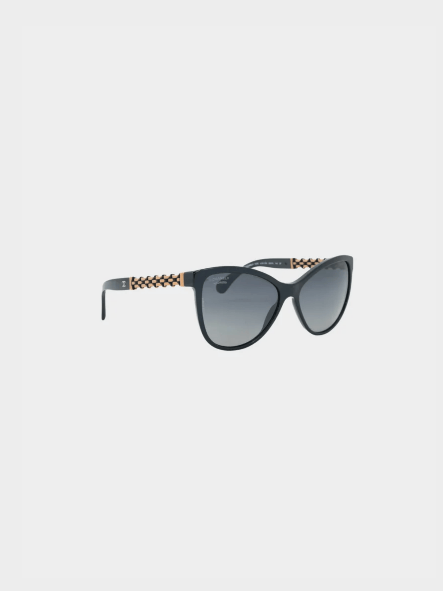 Chanel 2010s Black Chain-Temple Butterfly Sunglasses