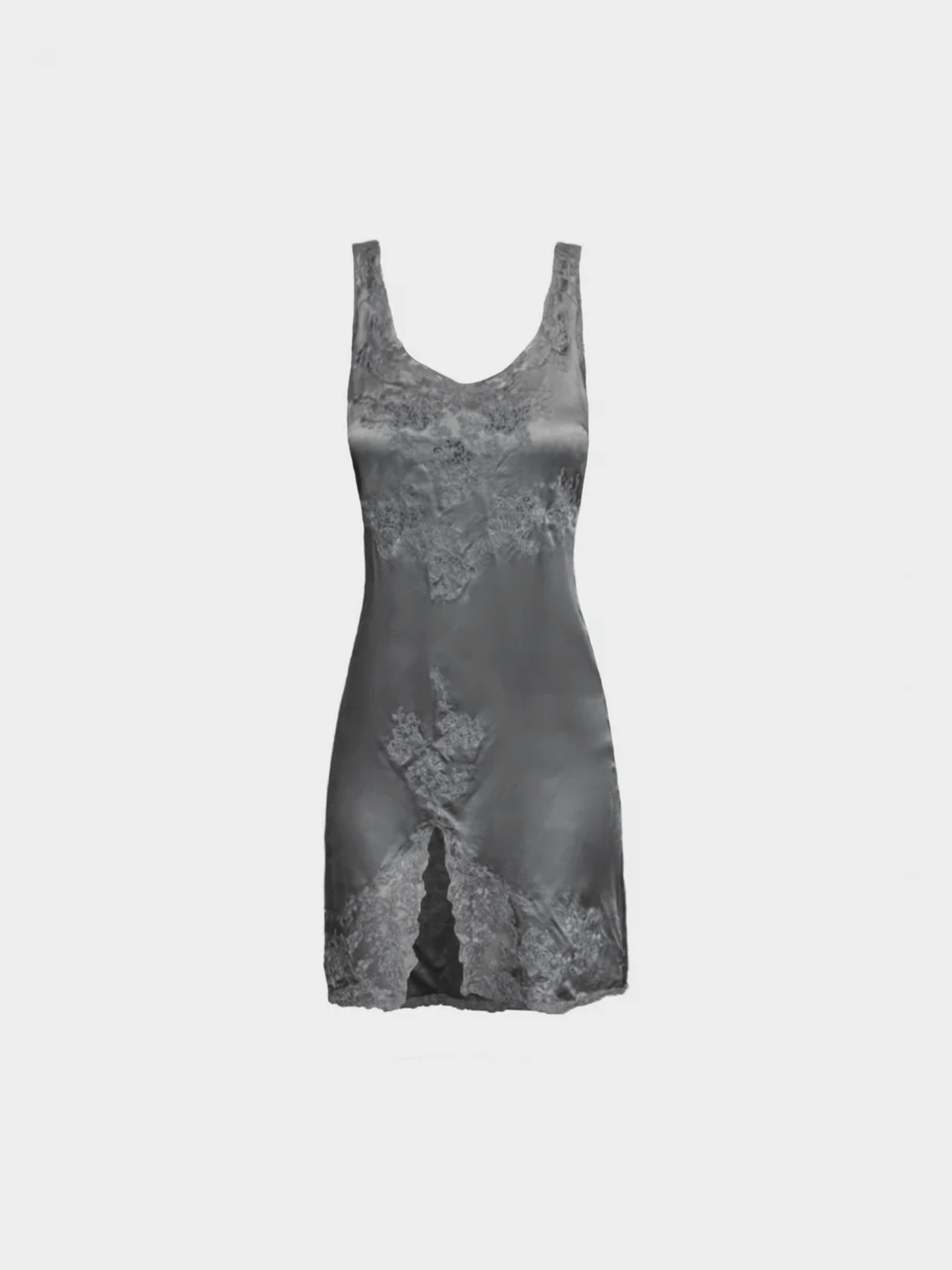 Valentino 2000s Grey Silver Silk Mini Dress
