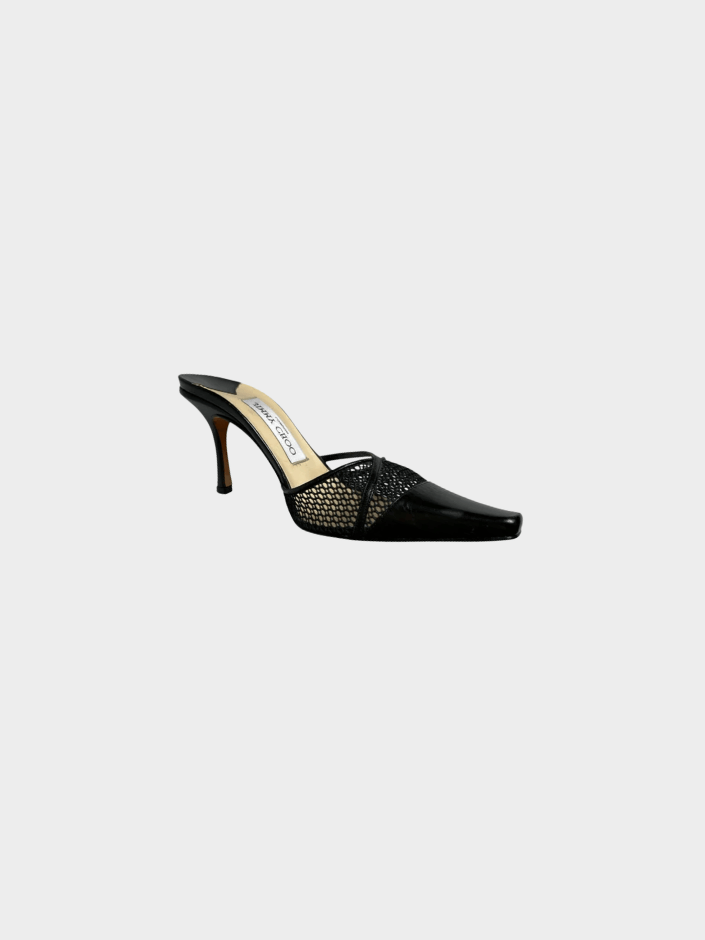 Jimmy Choo 2000s Black Leather Mesh Mules