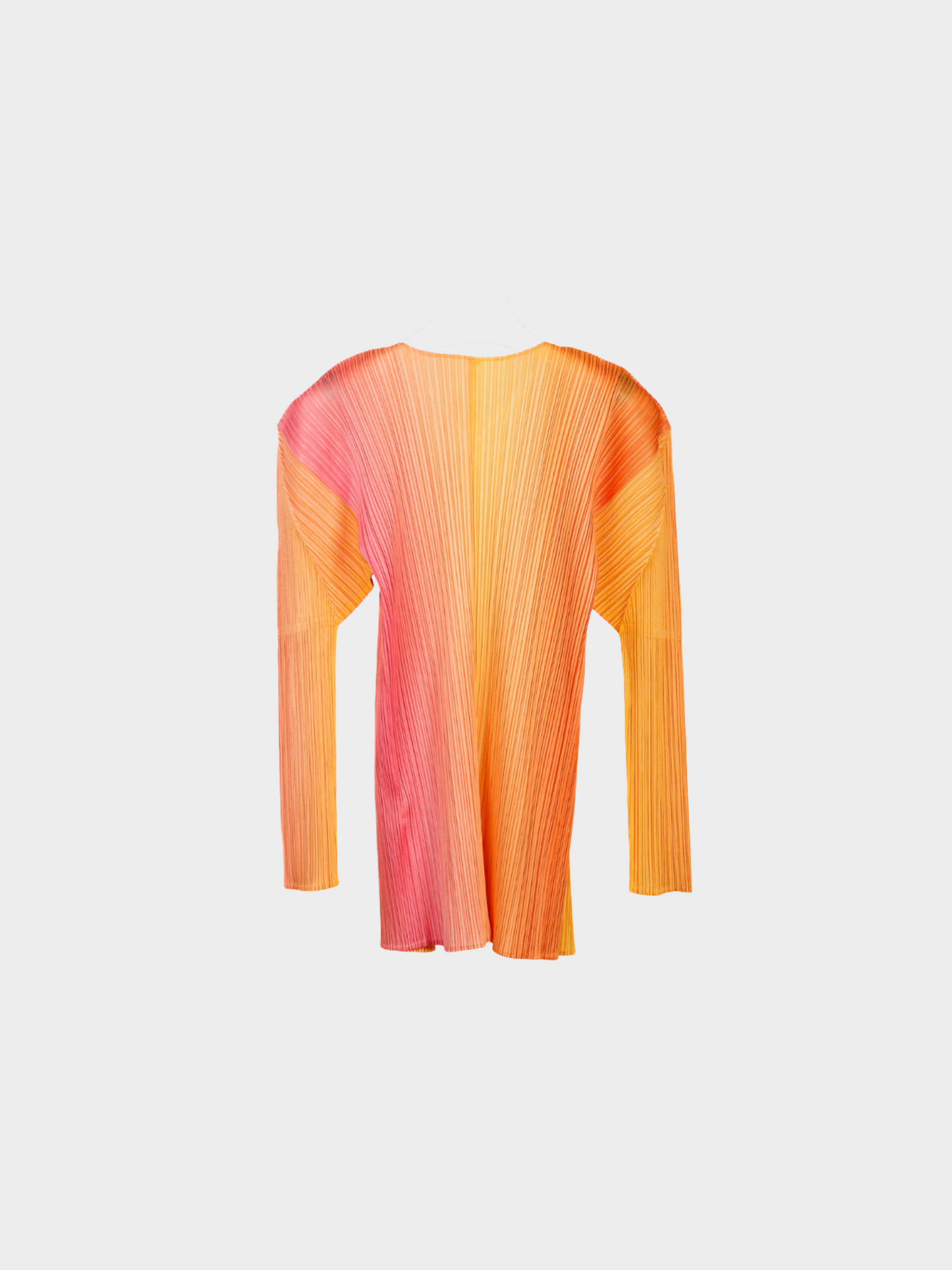 Issey Miyake Pleats Please 2000s Pink and Orange Gradient Cardigan