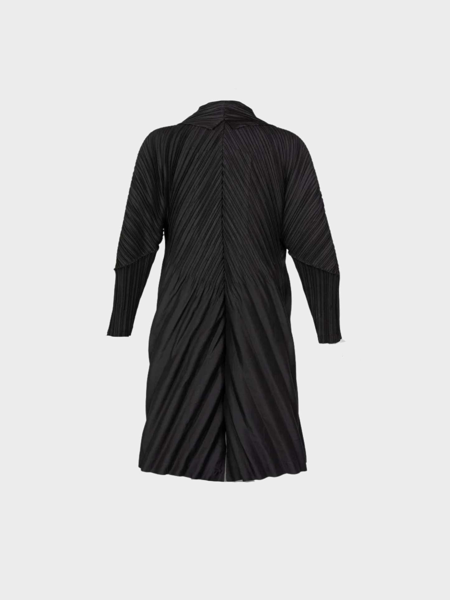 Issey Miyake 2000s Black Sculptural Pleated Cocoon Coat