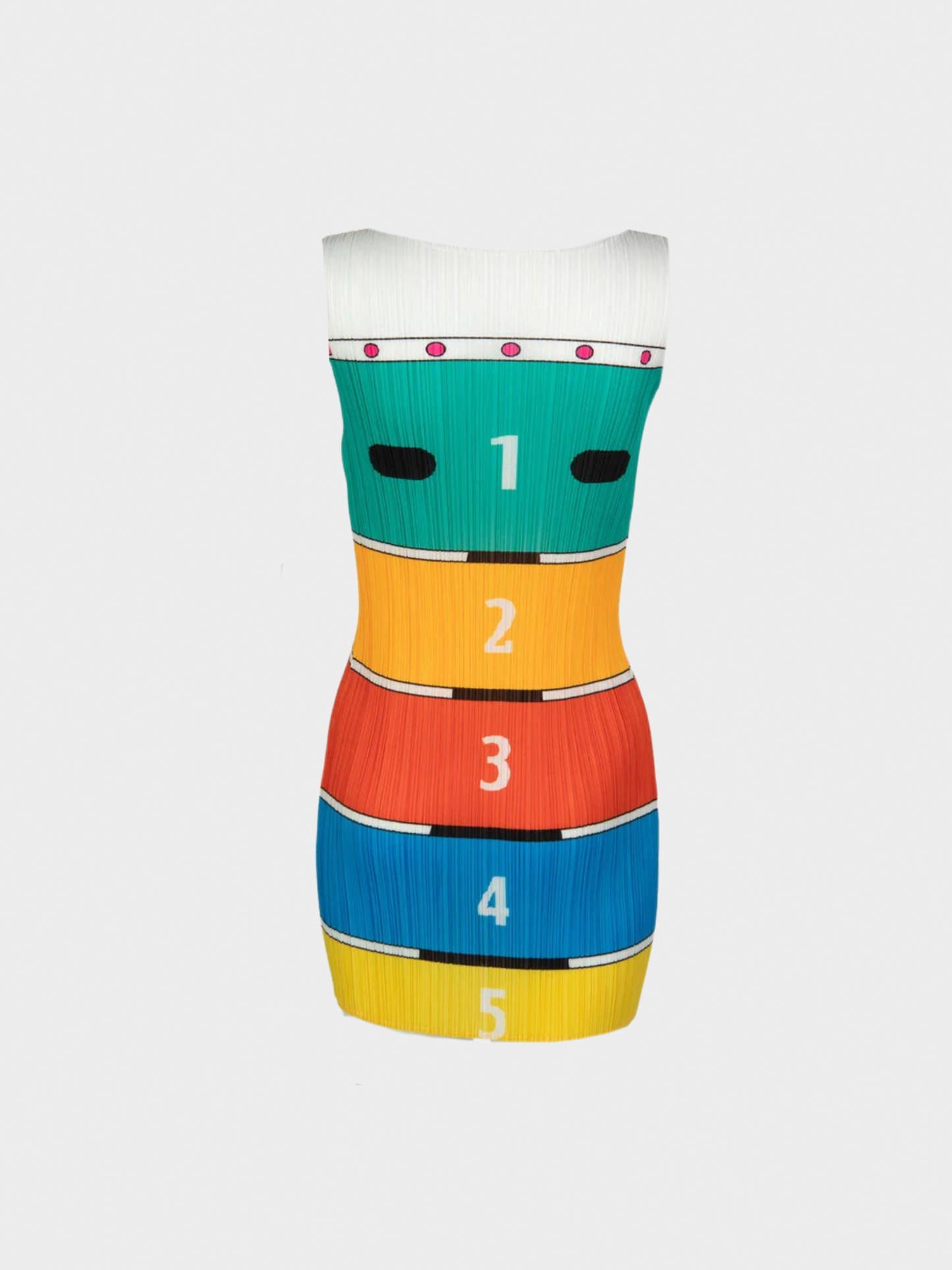 Issey Miyake Pleats Please 2000s Graphic Printed Tunic Mini Dress