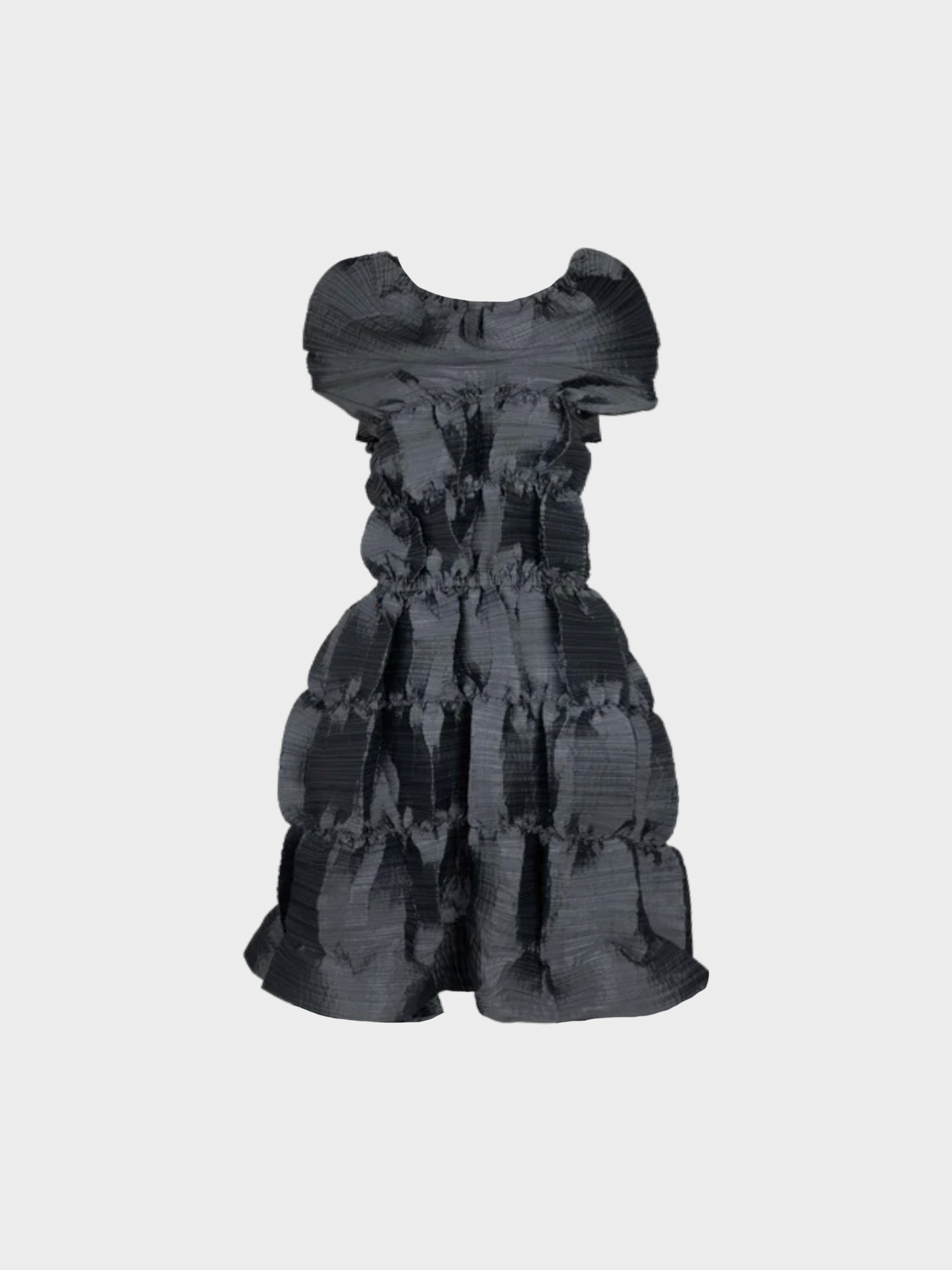 Issey Miyake Spring 2008 Fête Dark Silver Grey Pleats Midi Dress