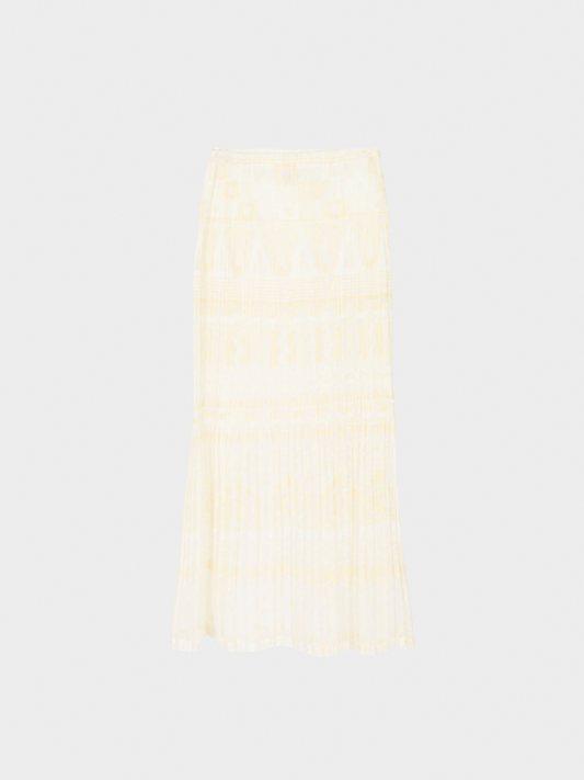 Issey Miyake Pleats Please 2010s White Geometric Mesh Midi Skirt