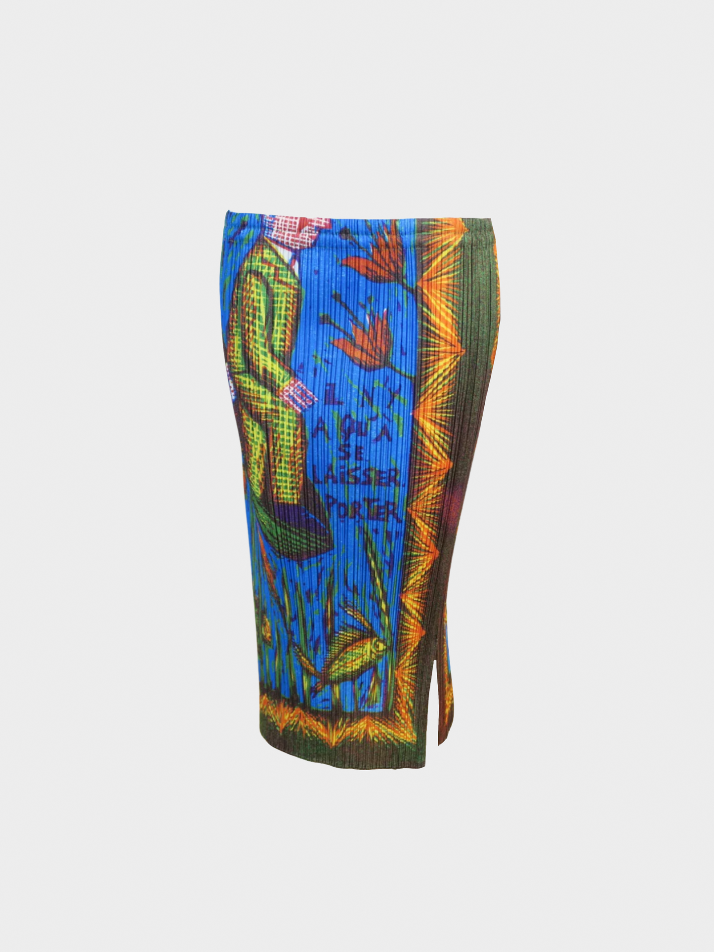 Issey Miyake 2001 Graphic Printed Midi Skirt