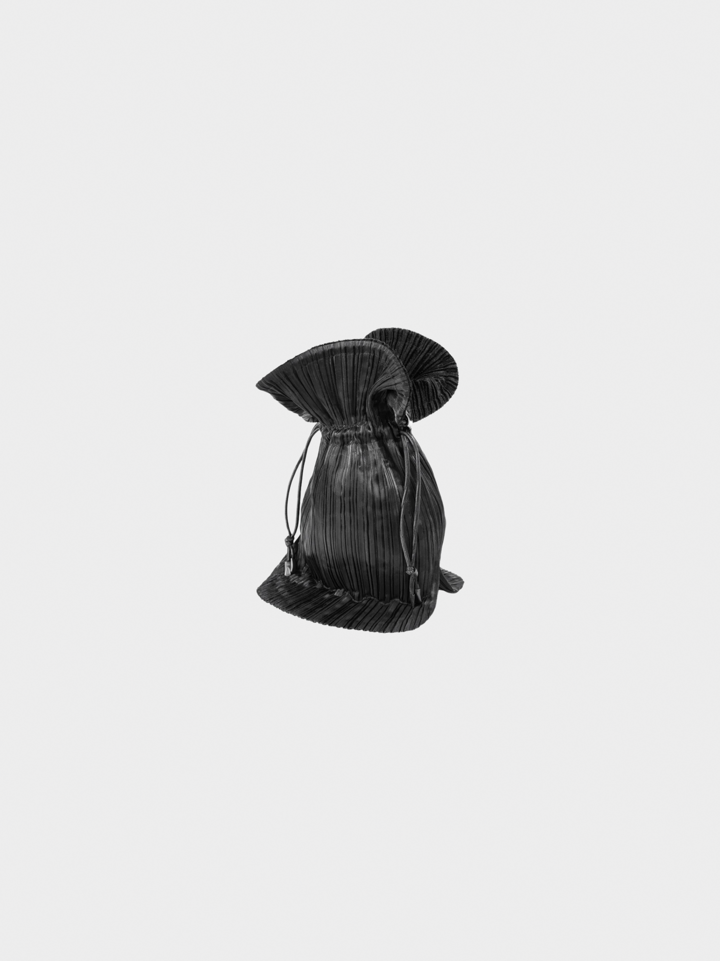 Issey Miyake 2000s Black Pleated Satin Evening Bag