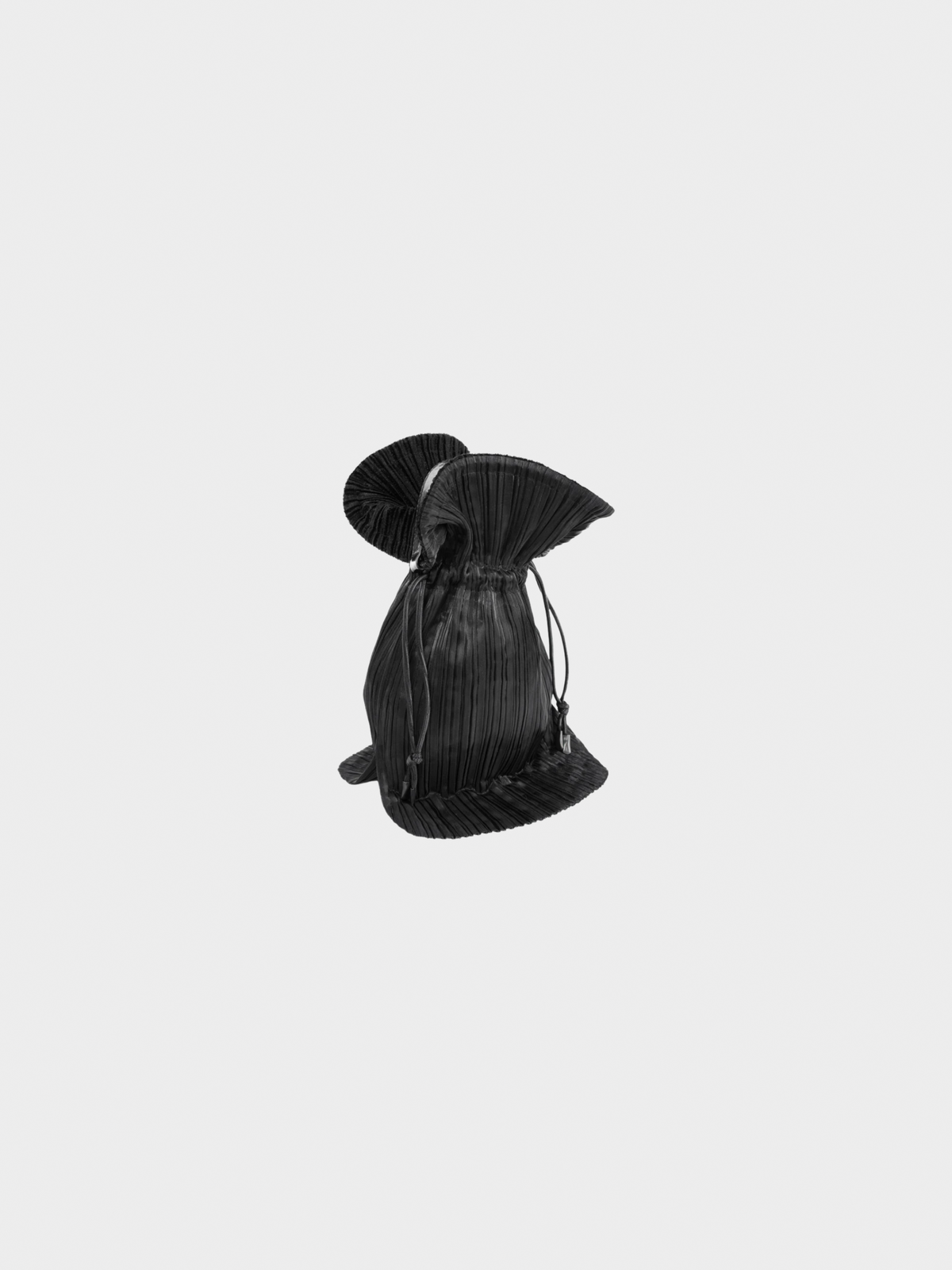Issey Miyake 2000s Black Pleated Satin Evening Bag