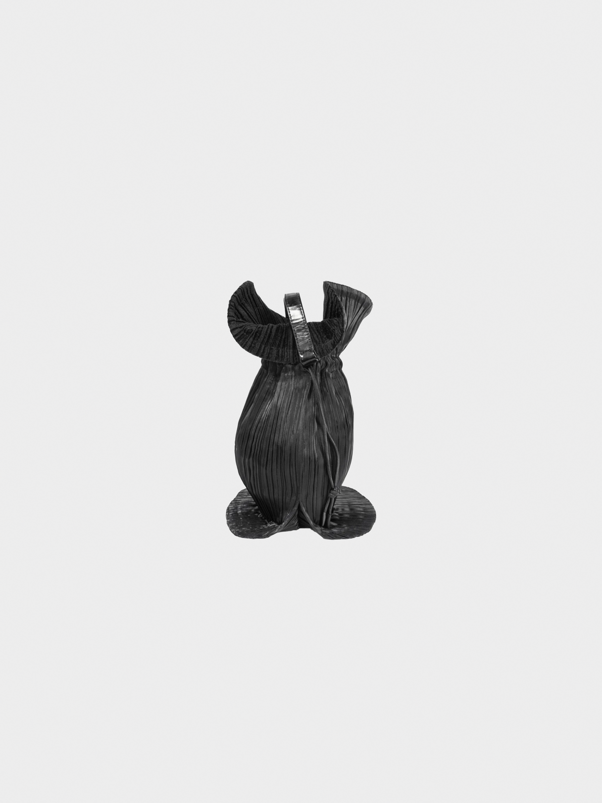 Issey Miyake 2000s Black Pleated Satin Evening Bag