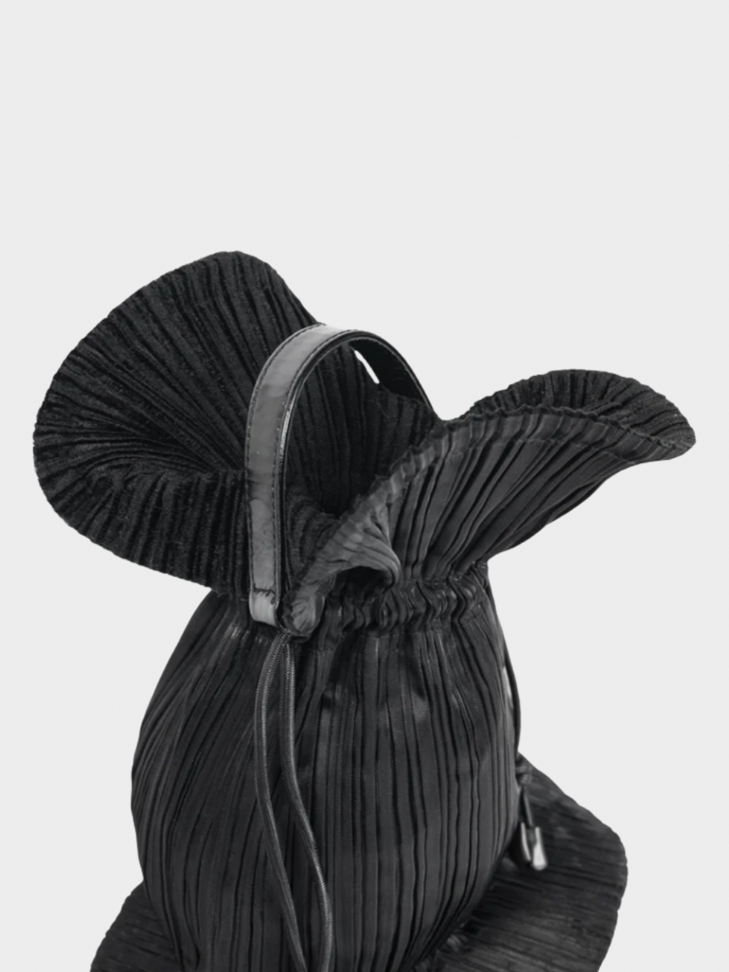 Issey Miyake 2000s Black Pleated Satin Evening Bag