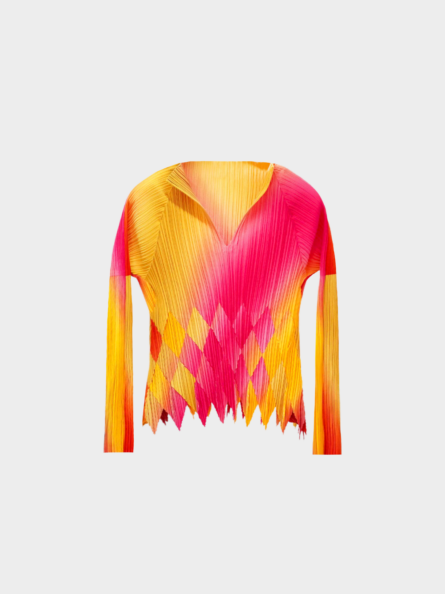 Issey Miyake 2000s Fete Multicoloured Harlequin Gradient Long Sleeve Top