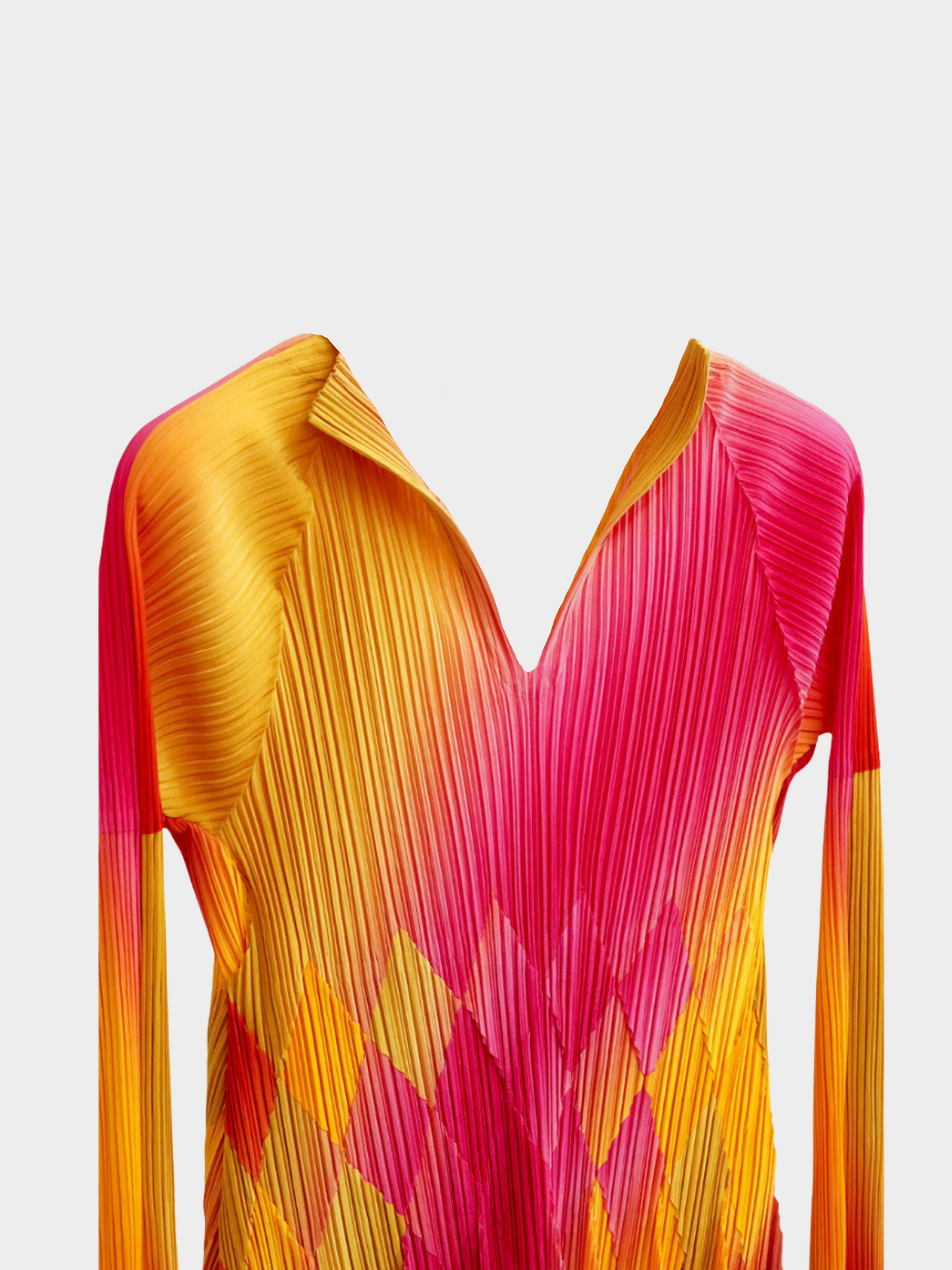 Issey Miyake 2000s Fete Multicoloured Harlequin Gradient Long Sleeve Top