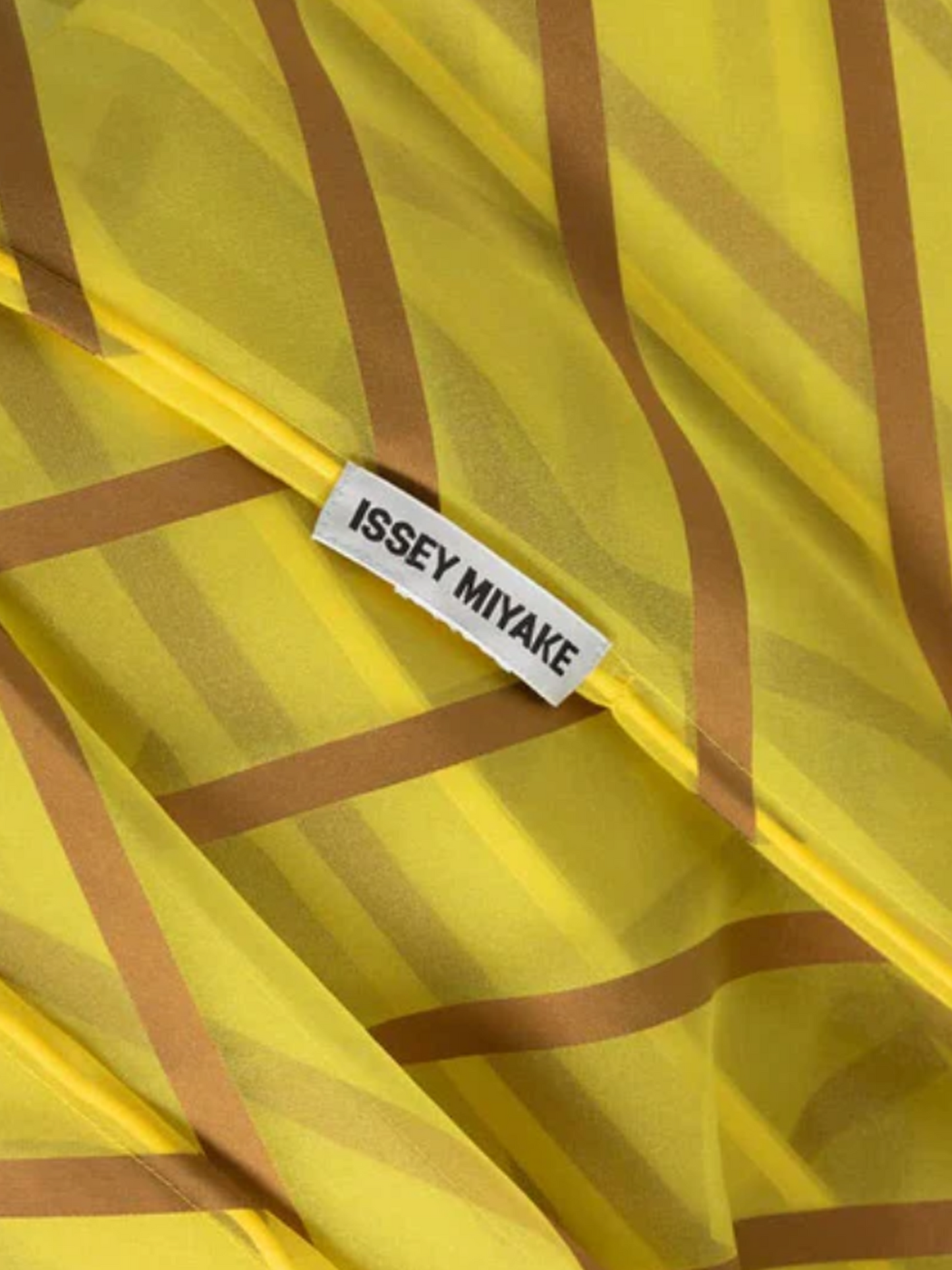 Issey Miyake 2021 Yellow Organza Brown Striped Dress