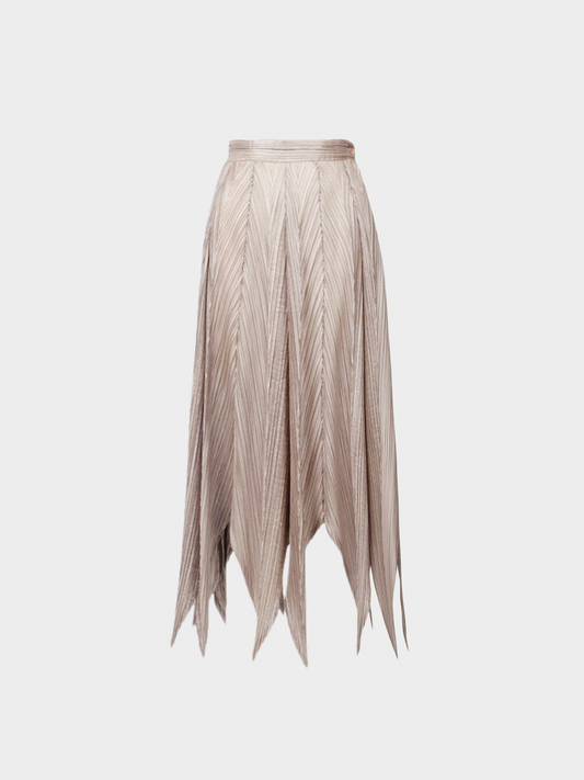Issey Miyake 2000s Taupe Pleated Sculptural Skirt