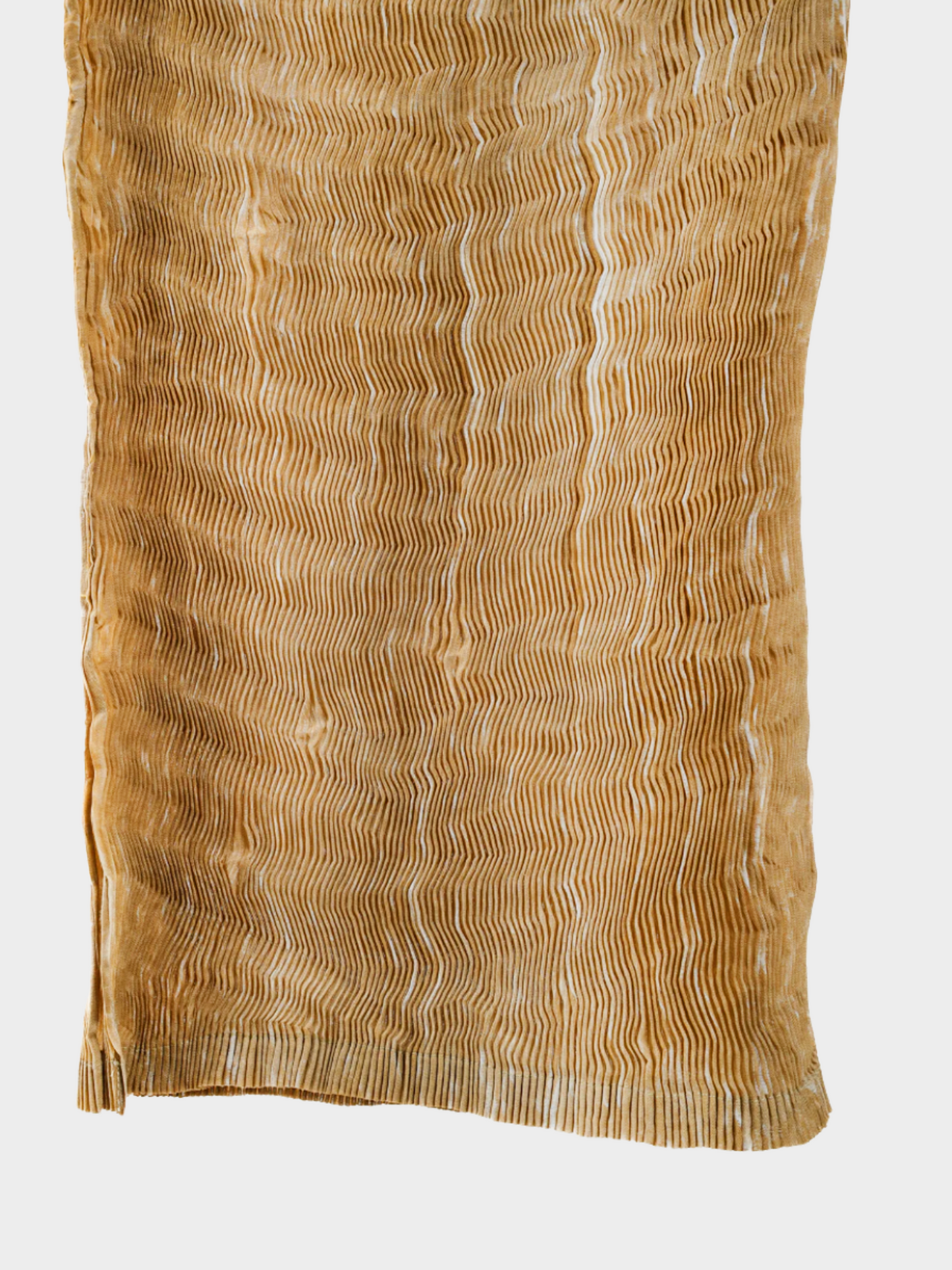 Issey Miyake 2000s Tan Printed Zigzag Texture Pleated Skirt