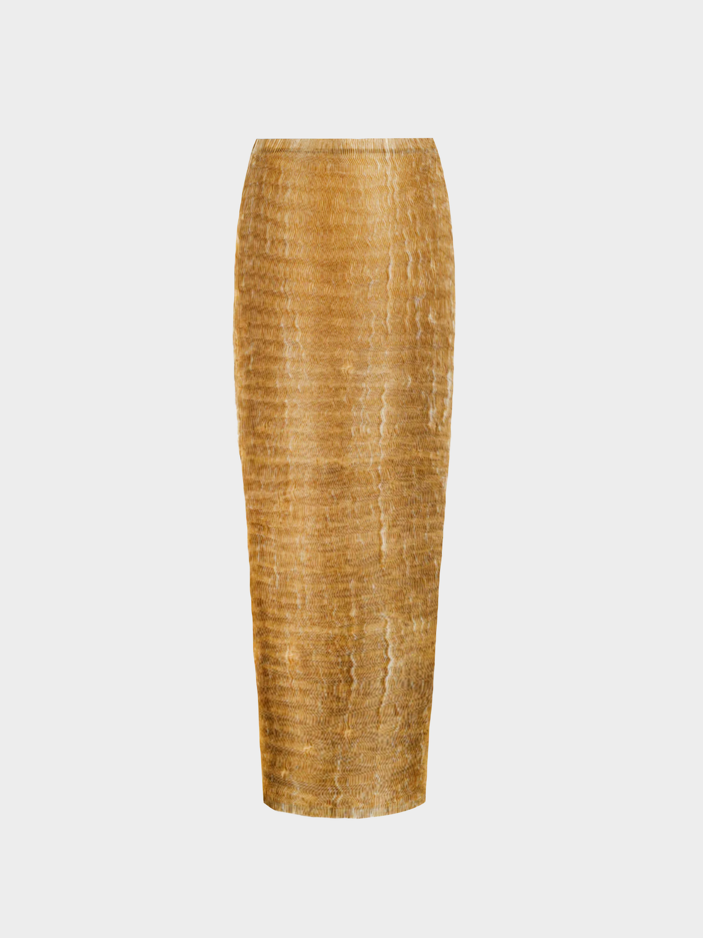 Issey Miyake 2000s Tan Printed Zigzag Texture Pleated Skirt