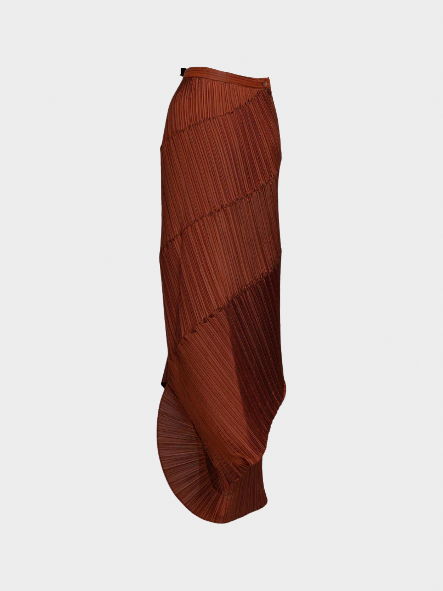 Issey Miyake 1990s Copper Pleated Spiral Skirt