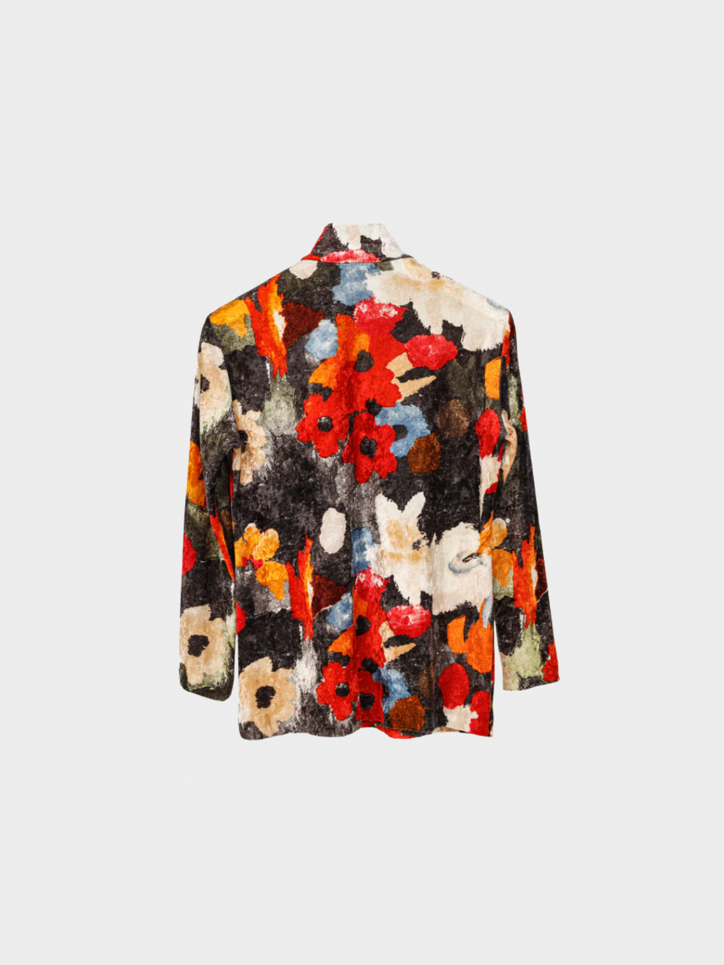 Issey Miyake AW 1995 Runway Multicolour Floral Velvet Turtleneck Top