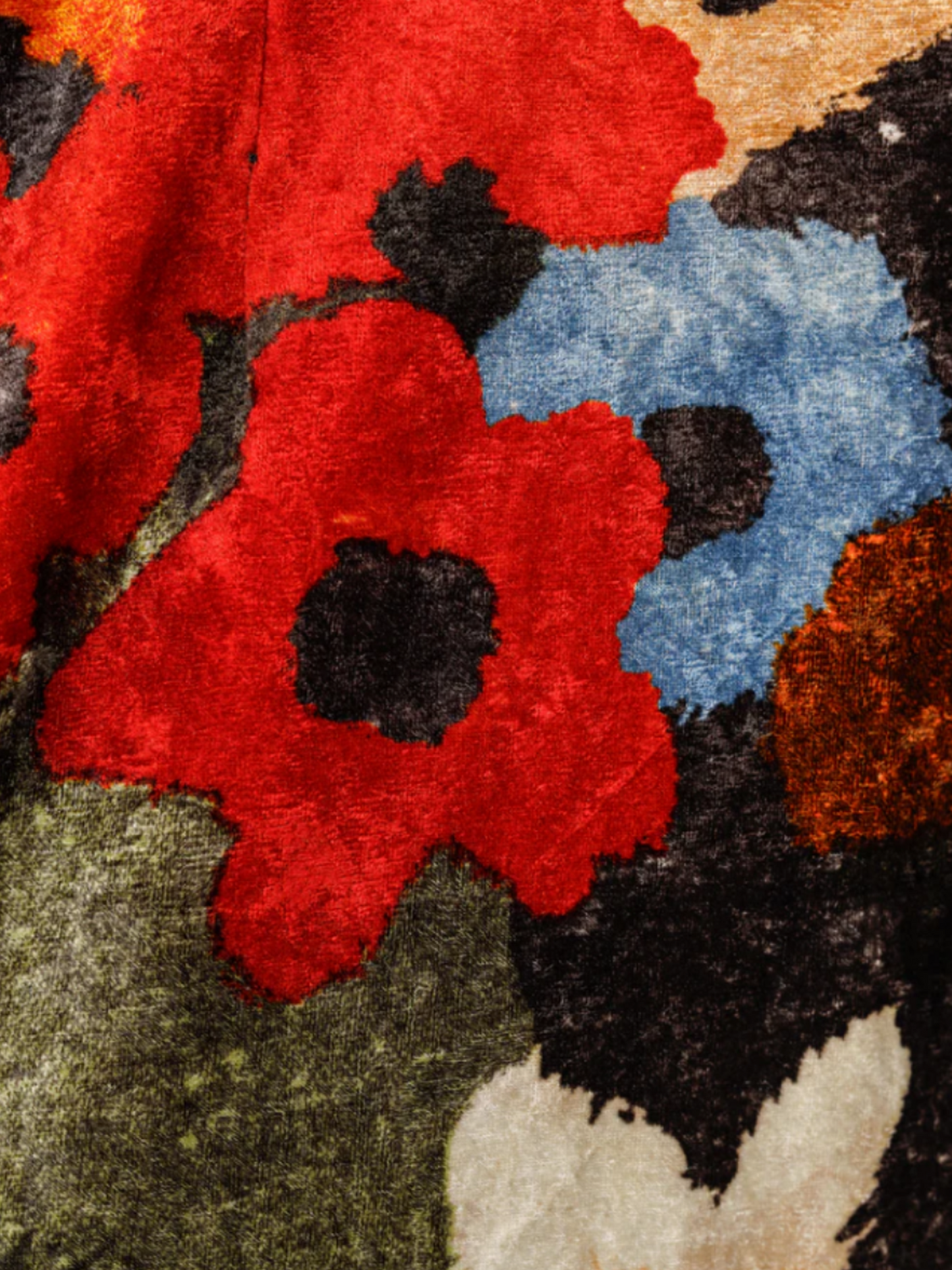 Issey Miyake AW 1995 Runway Multicolour Floral Velvet Turtleneck Top