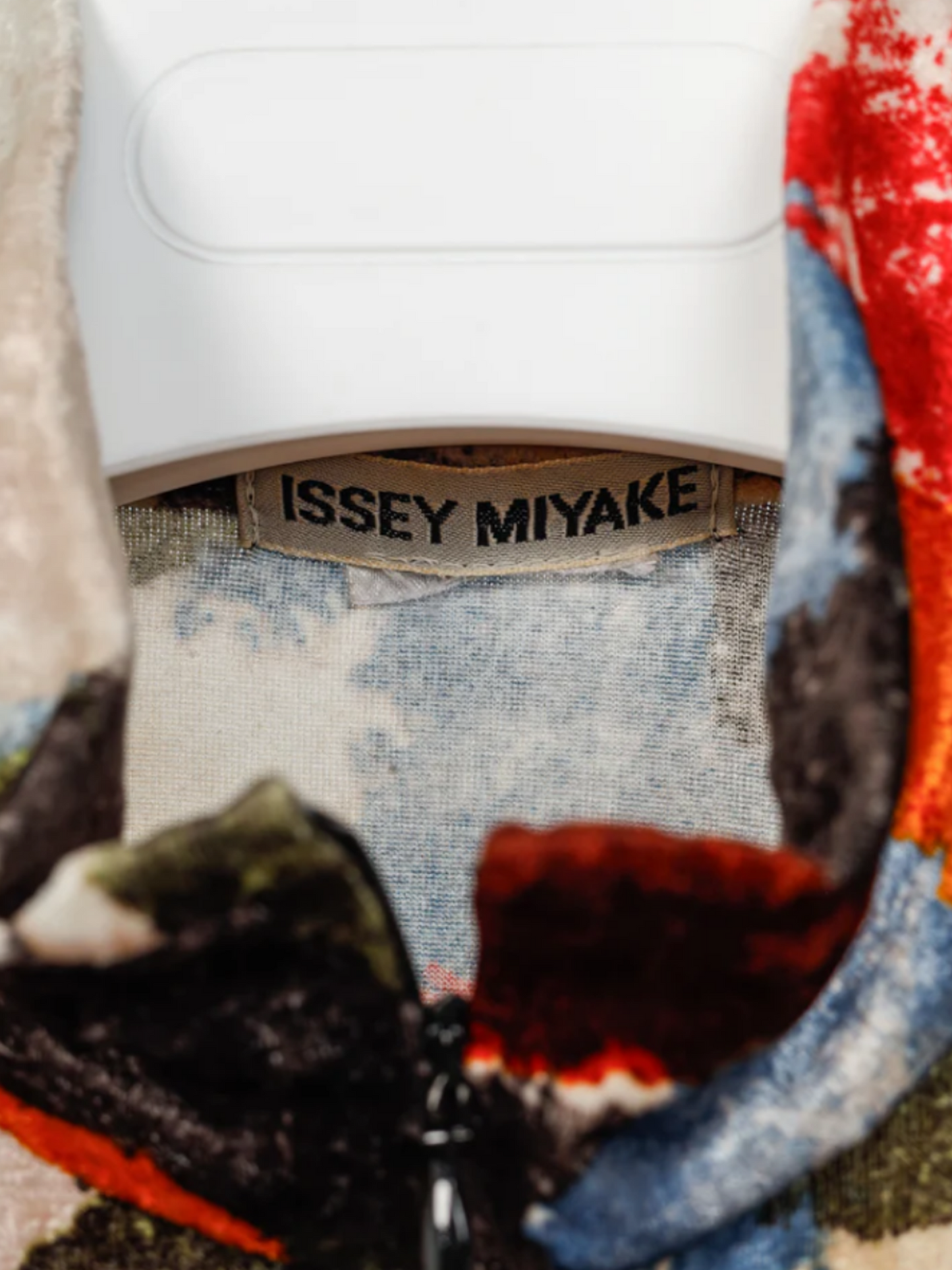 Issey Miyake AW 1995 Runway Multicolour Floral Velvet Turtleneck Top