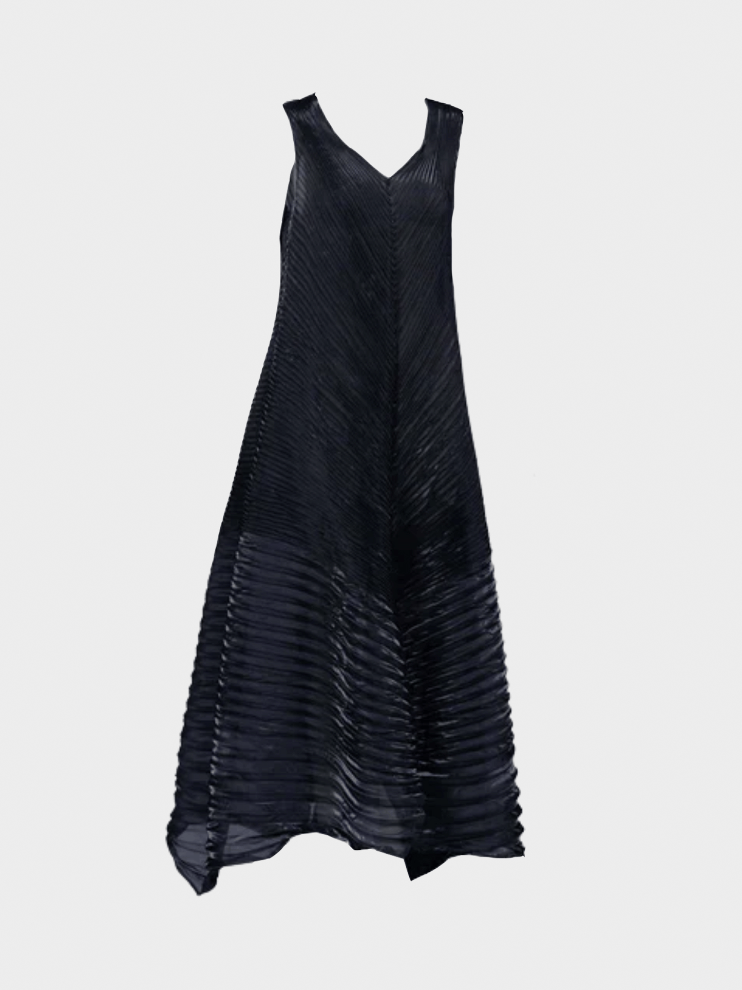 Issey Miyake 1990s Sculptural Black Pleats Maxi Dress Gown
