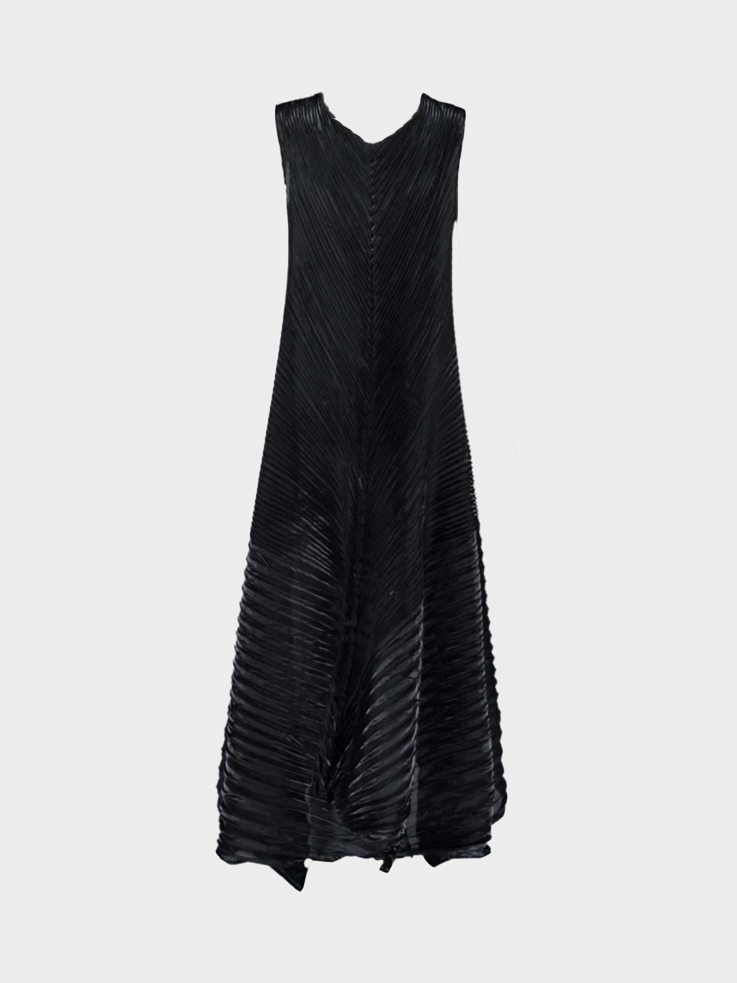 Issey Miyake 1990s Sculptural Black Pleats Maxi Dress Gown