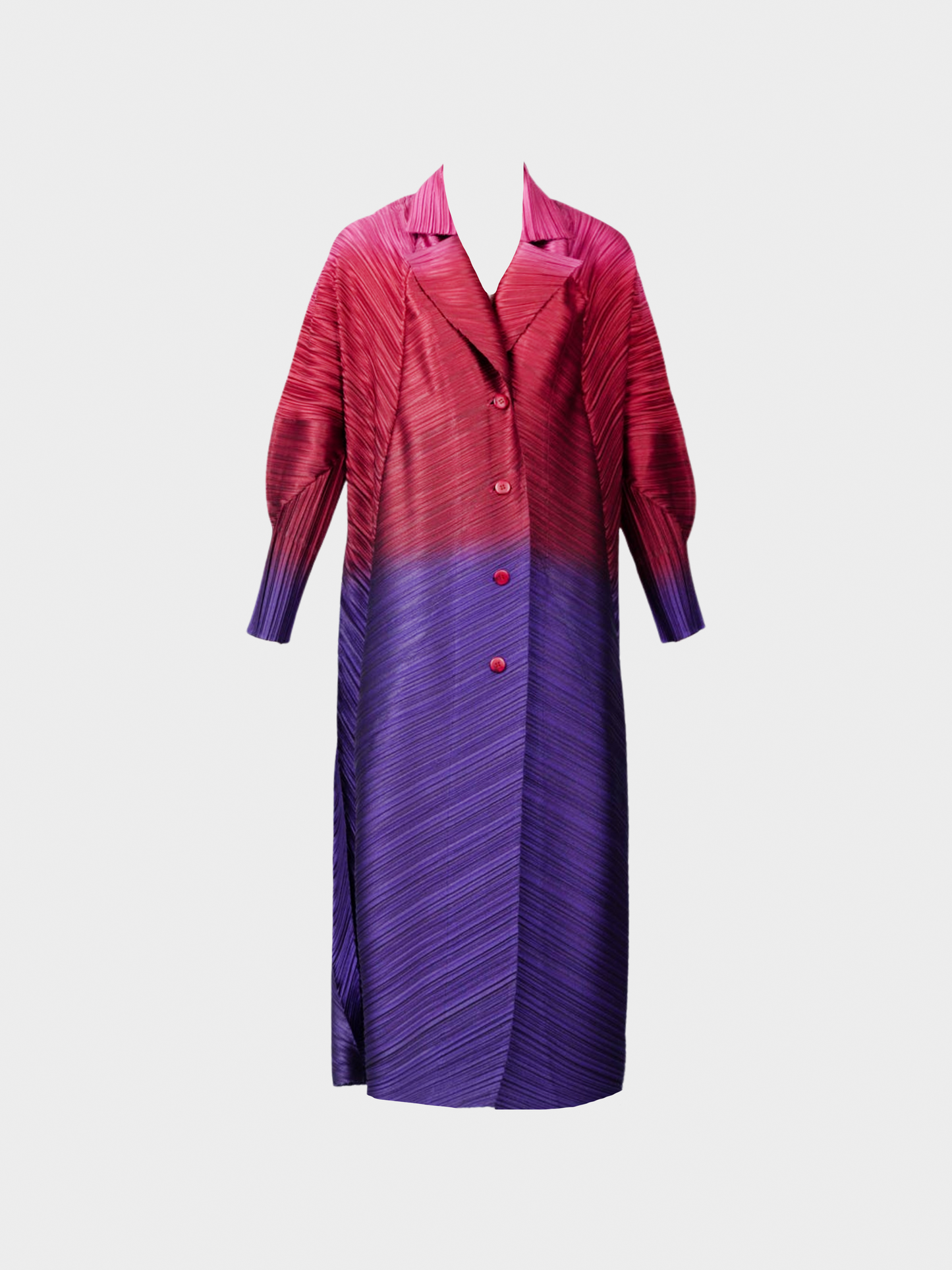 Issey Miyake Pre-Fall 2013 Pleated Ombré Magenta Purple Coat Dress