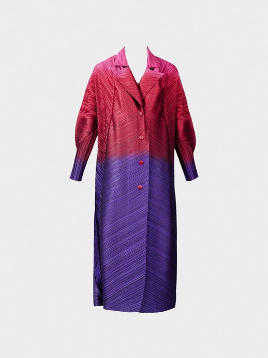 Issey Miyake Pre-Fall 2013 Pleated Ombré Magenta Purple Coat Dress