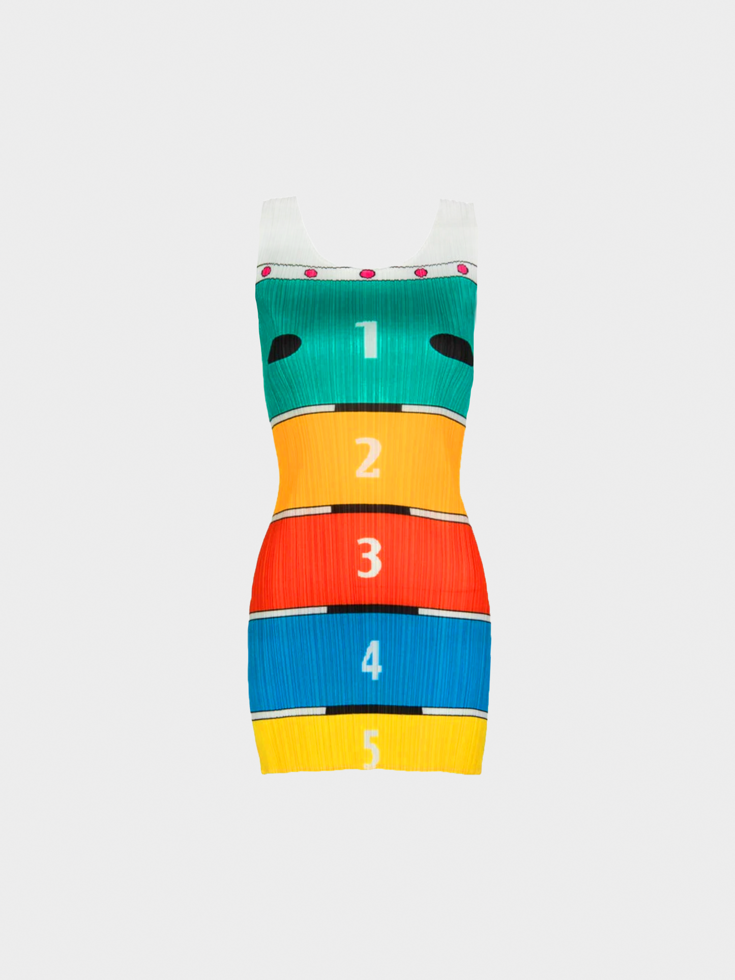 Issey Miyake Pleats Please 2000s Graphic Printed Tunic Mini Dress
