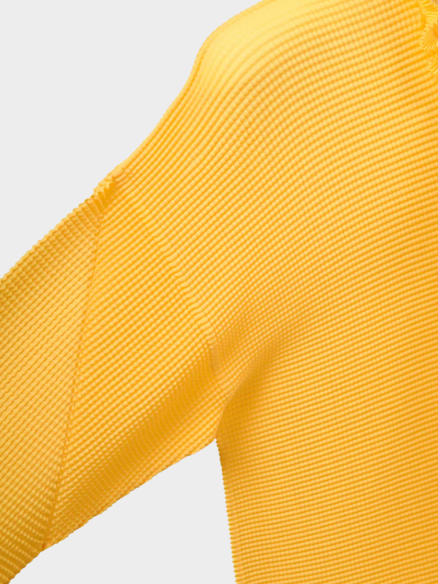 Issey Miyake 2000s Bright Yellow Pleat Ruffle Tie Cardigan